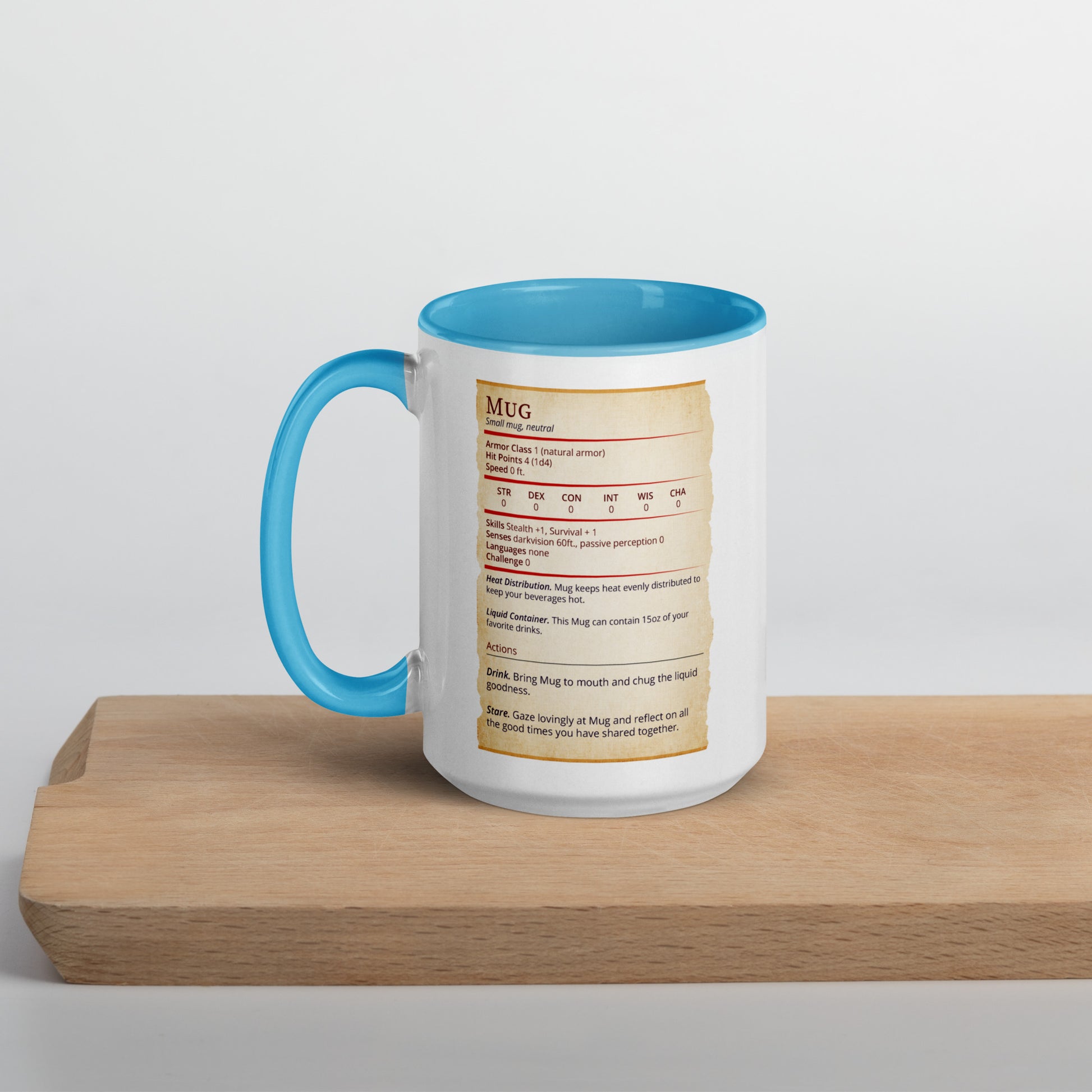 Mug Stat Card with Color Inside  Level 1 Gamers Blue 15 oz