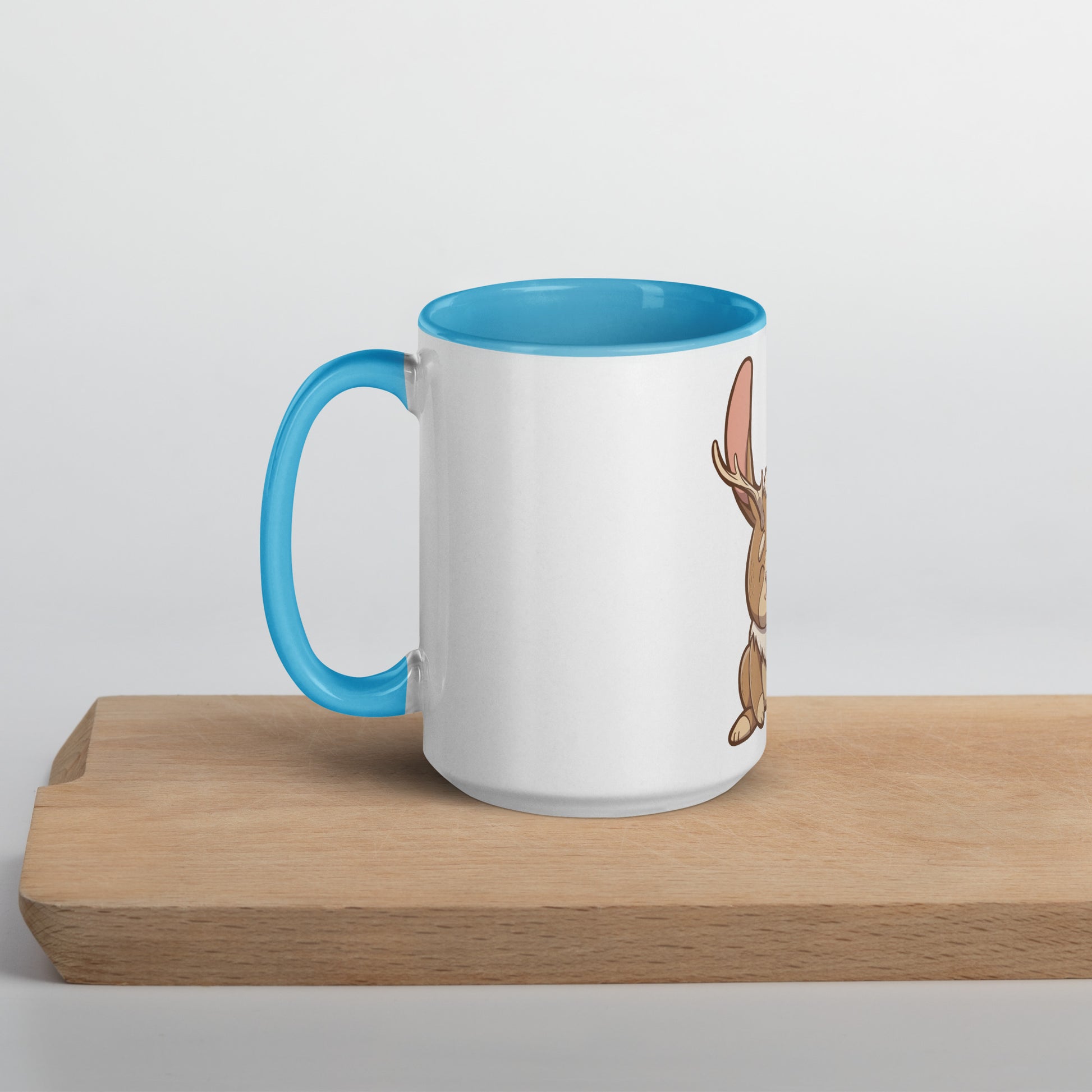 Jackalope Mug with Color Inside  Level 1 Gamers Blue 15 oz
