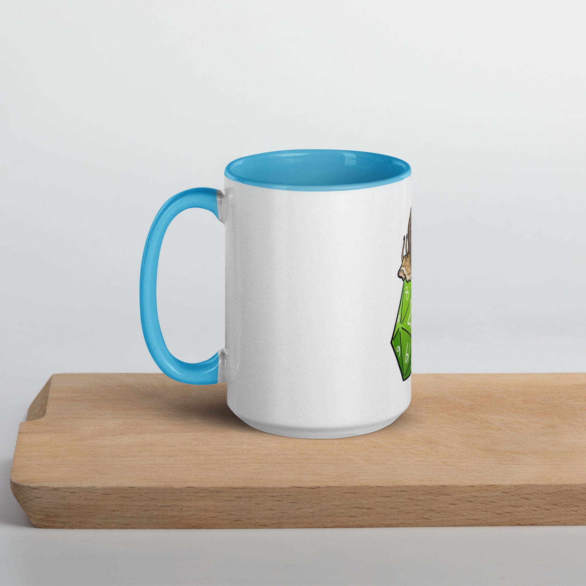 D20 Snail Mug with Color Inside  Level 1 Gamers Blue 15 oz