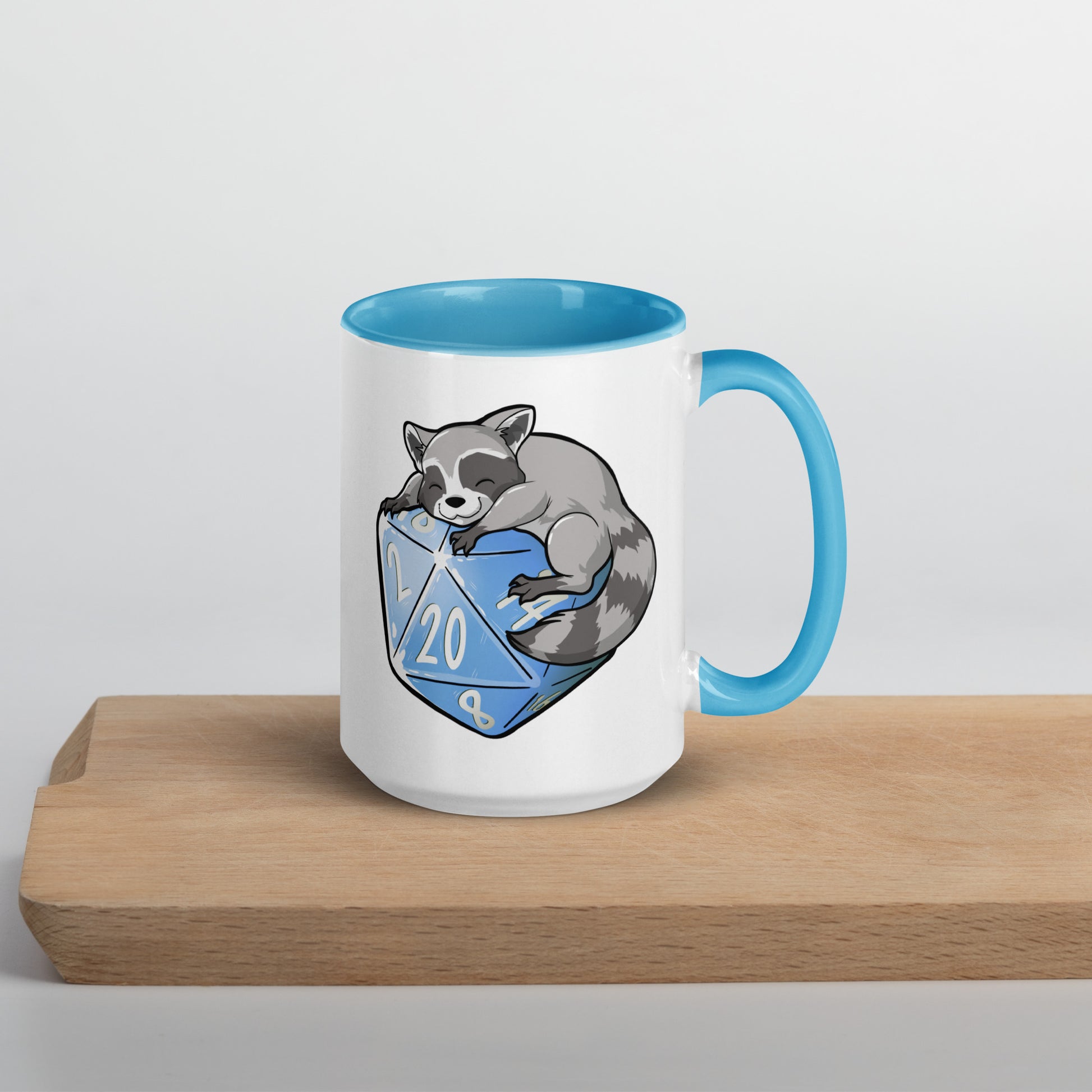 D20 Racoon Mug with Color Inside  Level 1 Gamers