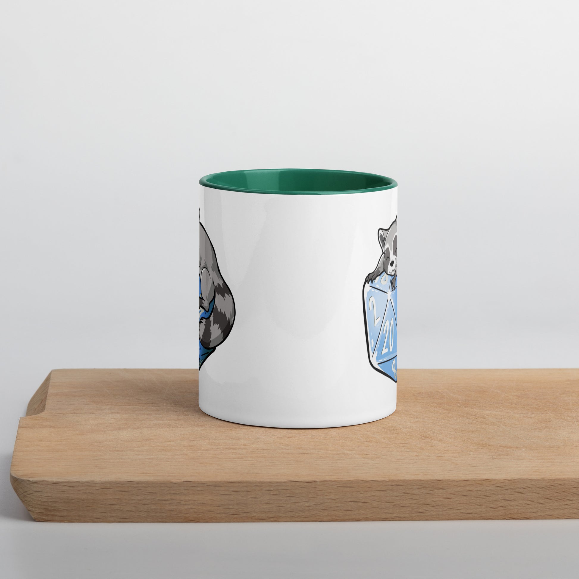D20 Racoon Mug with Color Inside  Level 1 Gamers