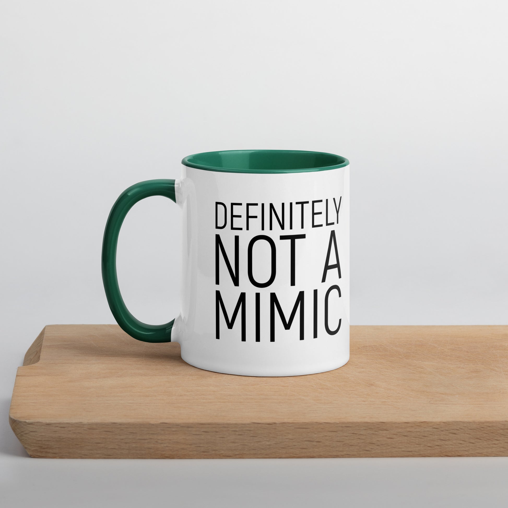 Definitely NOT a Mimic Double sided Mug with Color Inside  Level 1 Gamers Dark Green 11oz