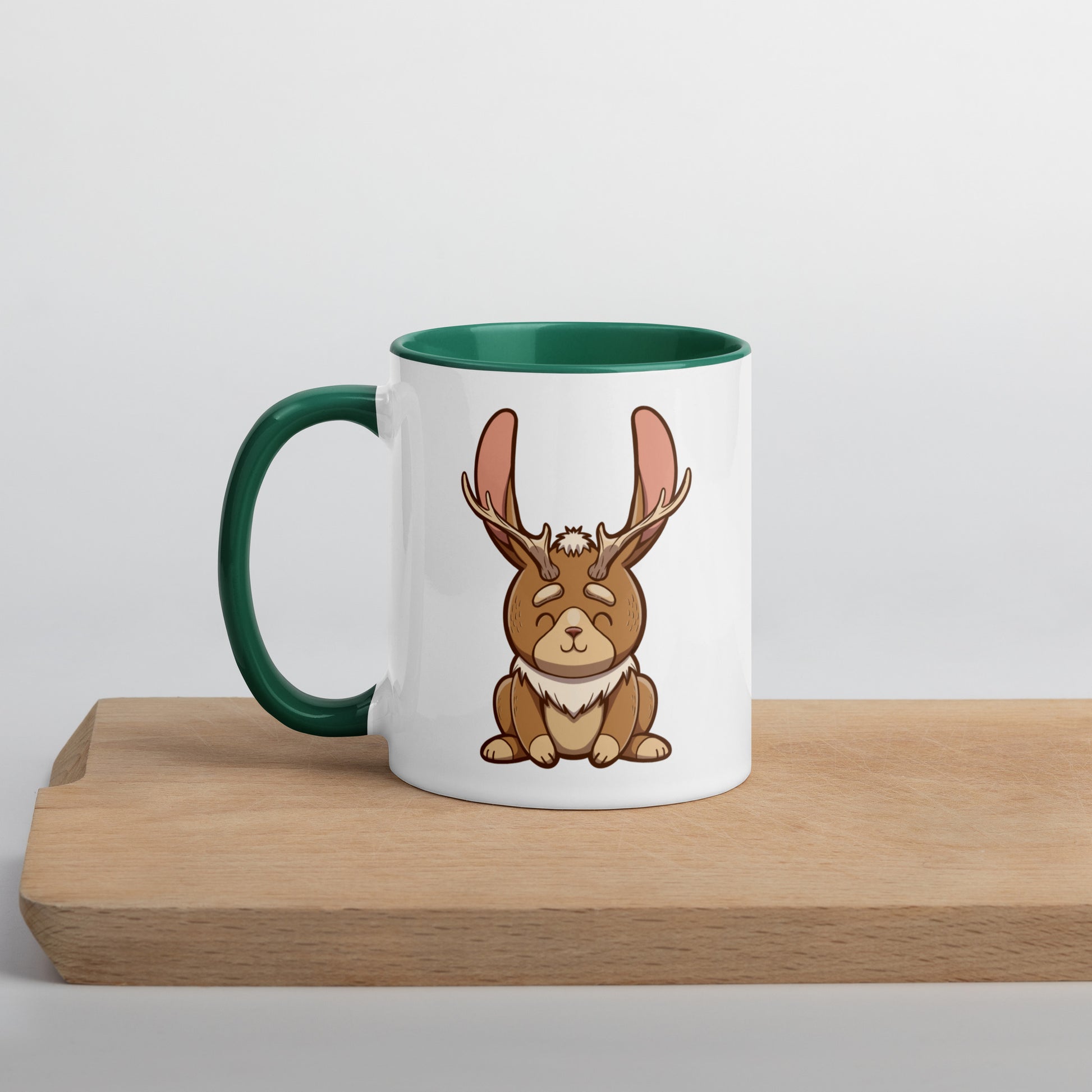 Jackalope Mug with Color Inside  Level 1 Gamers Dark green 11 oz