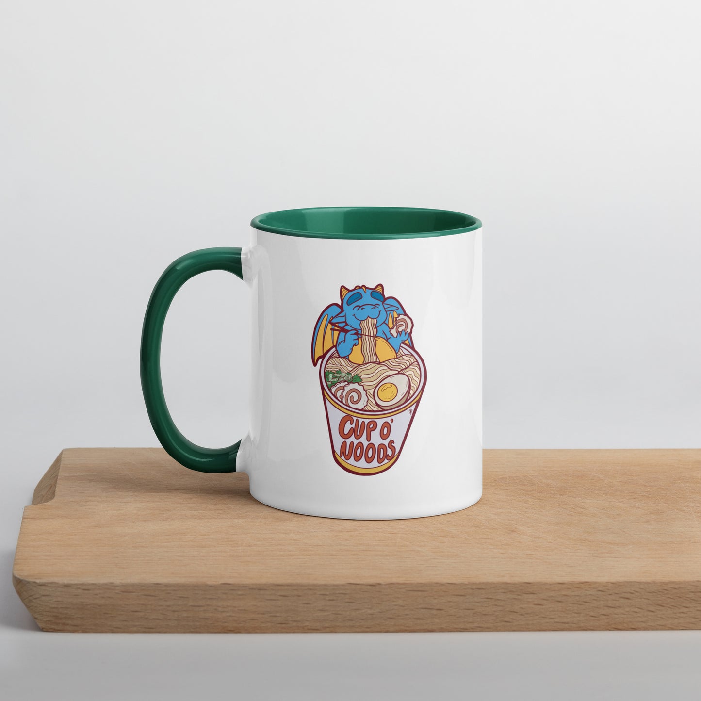 Cup O' Noods Dragon (Red) Mug with Color Inside Level 1 Gamers Dark green 11 oz