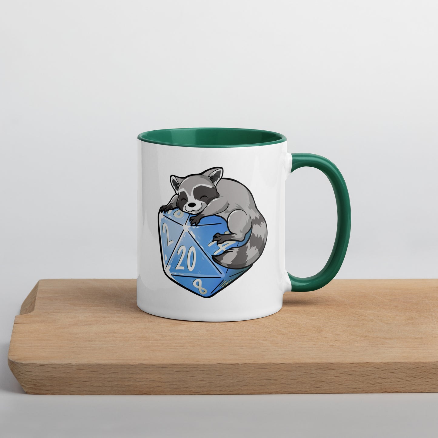 D20 Racoon Mug with Color Inside Level 1 Gamers
