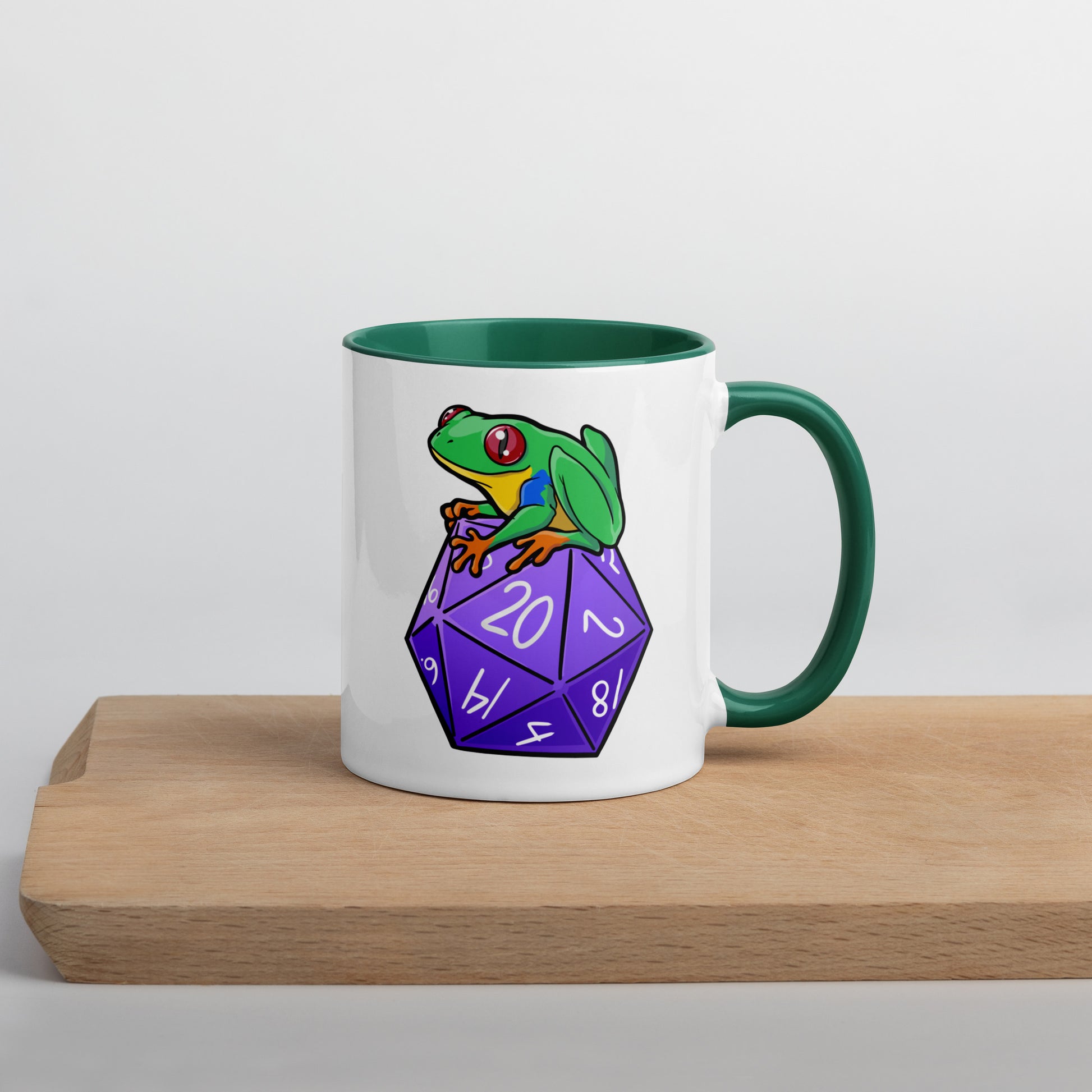D20 Red-Eyed Tree Frog Mug with Color Inside  Level 1 Gamers