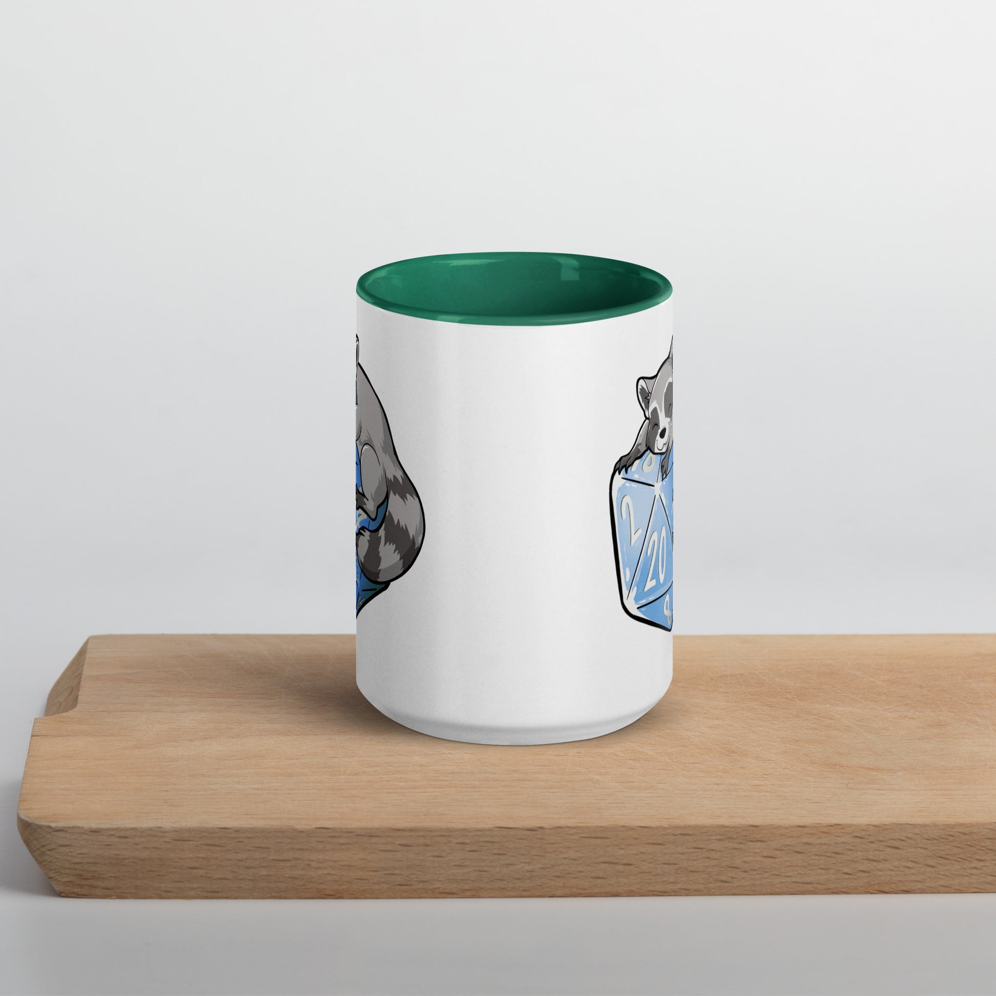 D20 Racoon Mug with Color Inside  Level 1 Gamers