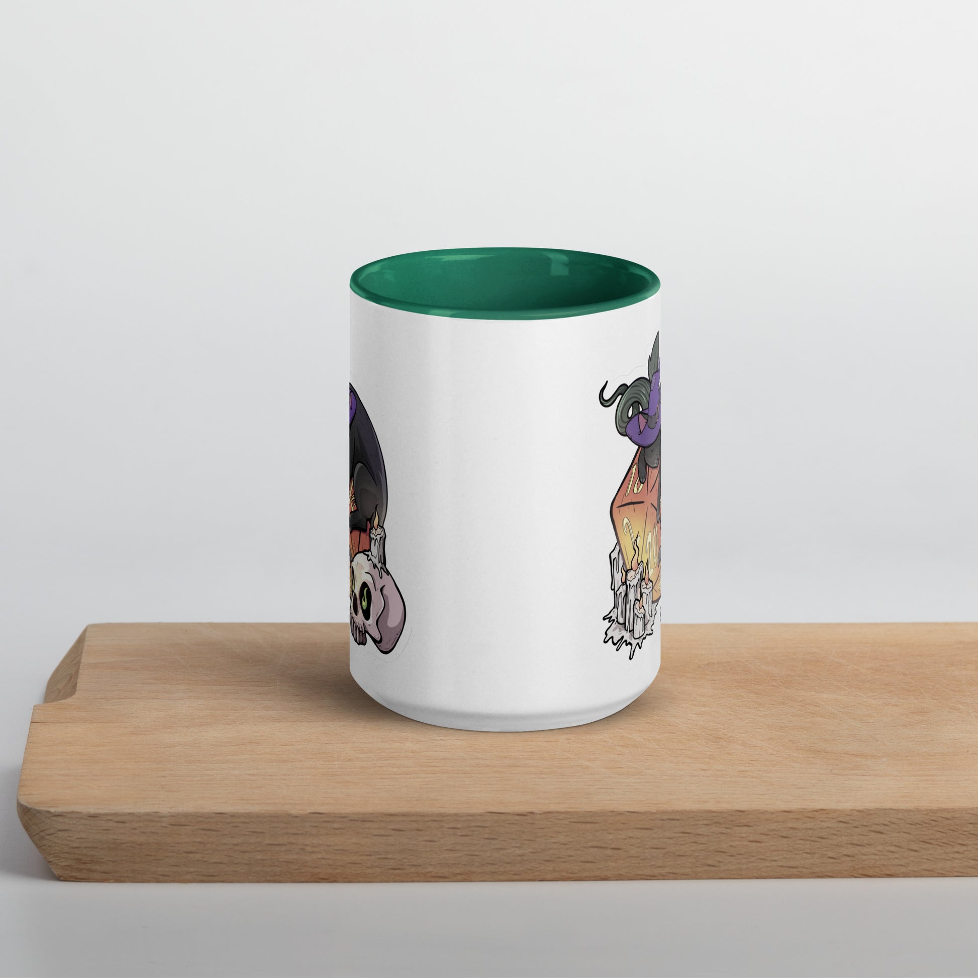 D20 Black Cat Mug with Color Inside  Level 1 Gamers