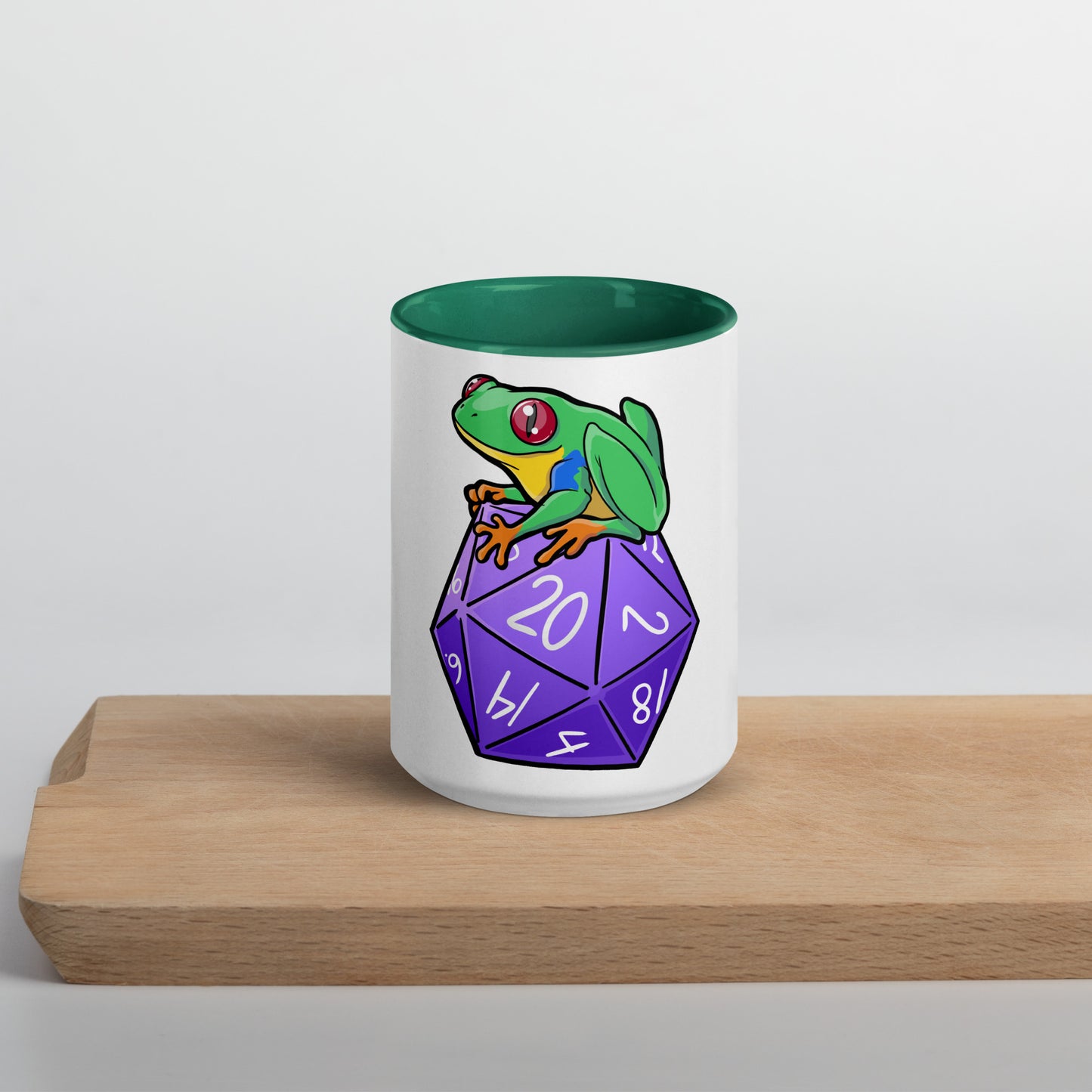 D20 Red-Eyed Tree Frog Mug with Color Inside  Level 1 Gamers