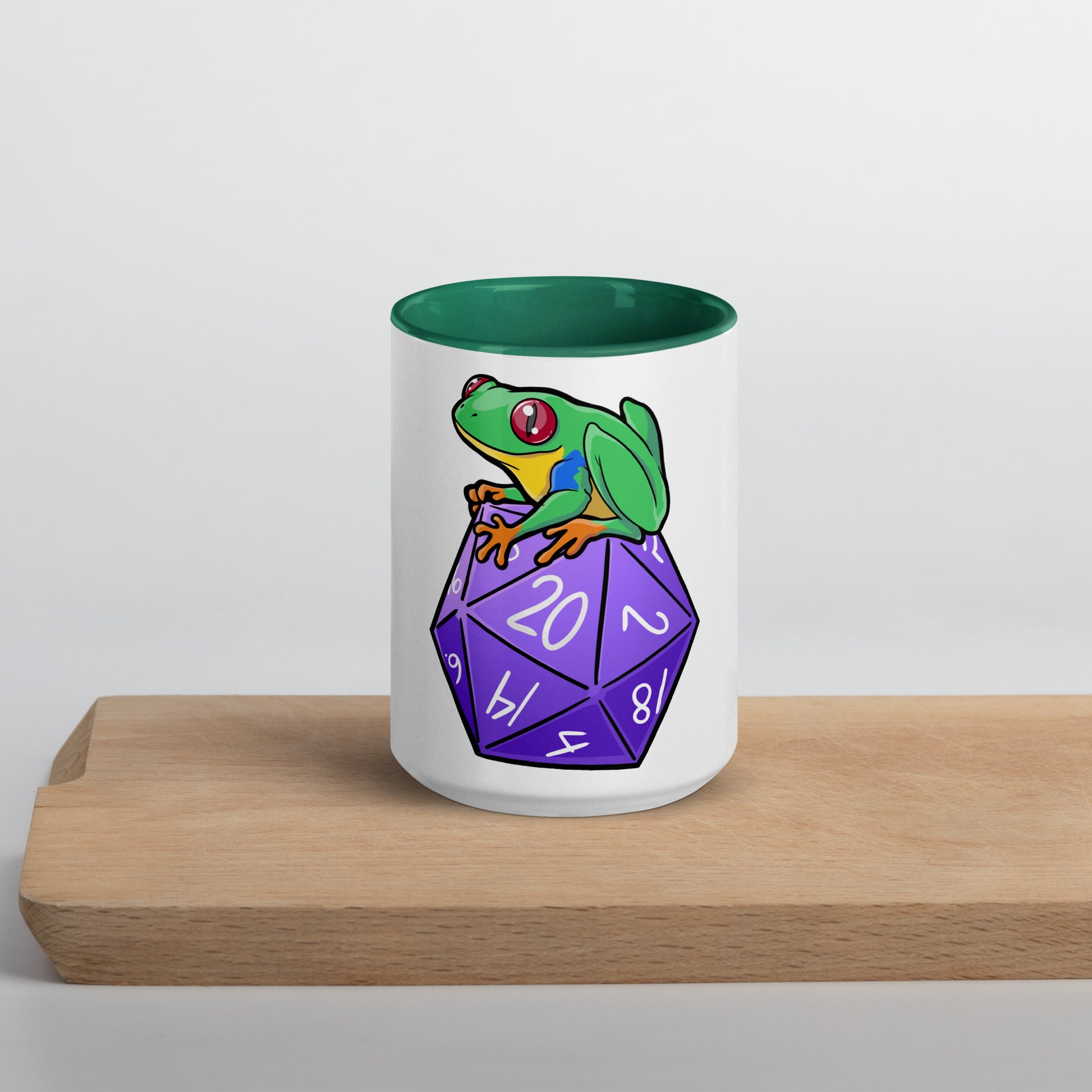 D20 Red-Eyed Tree Frog Mug with Color Inside  Level 1 Gamers