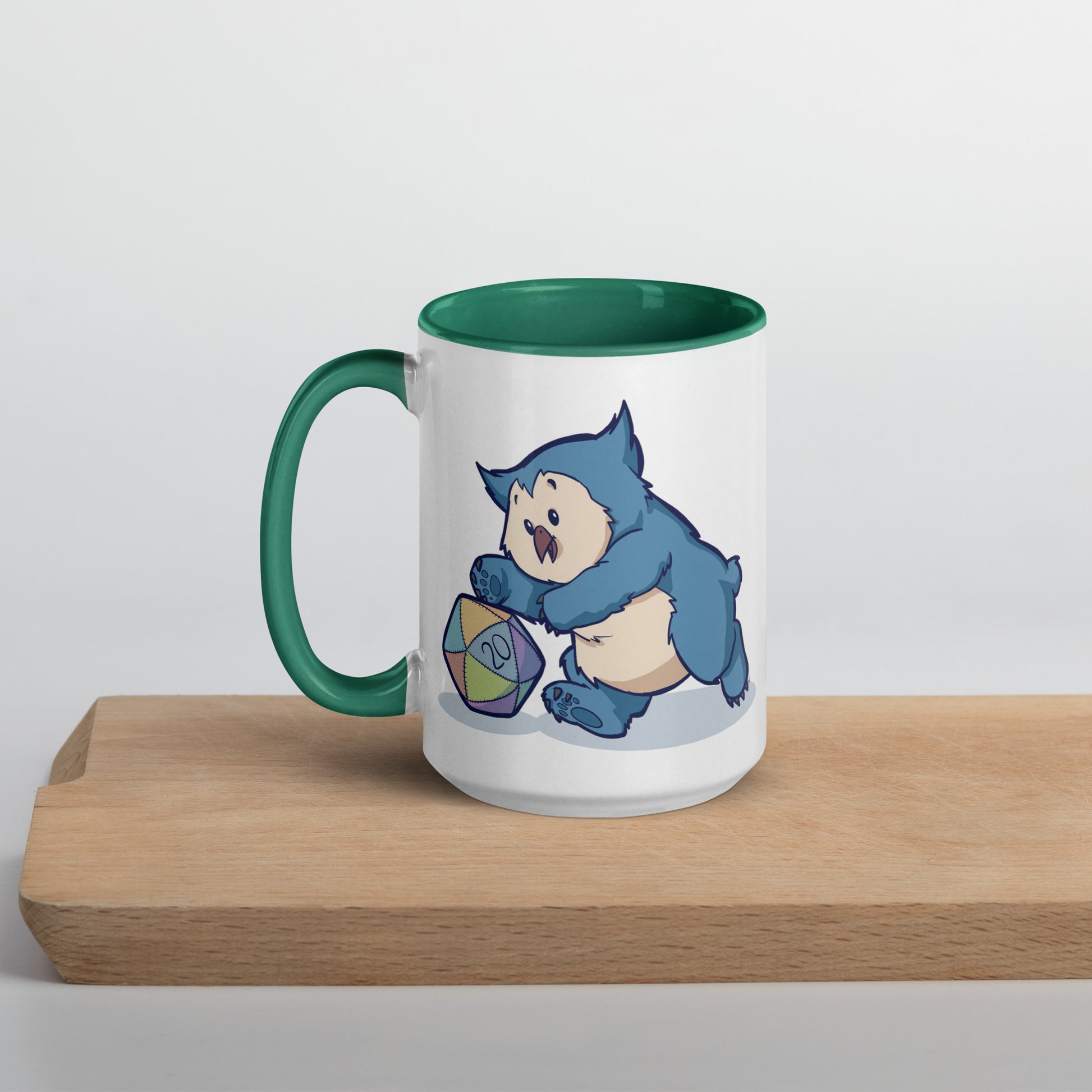 Owlbear Mug with Color Inside  Level 1 Gamers Dark green 15 oz