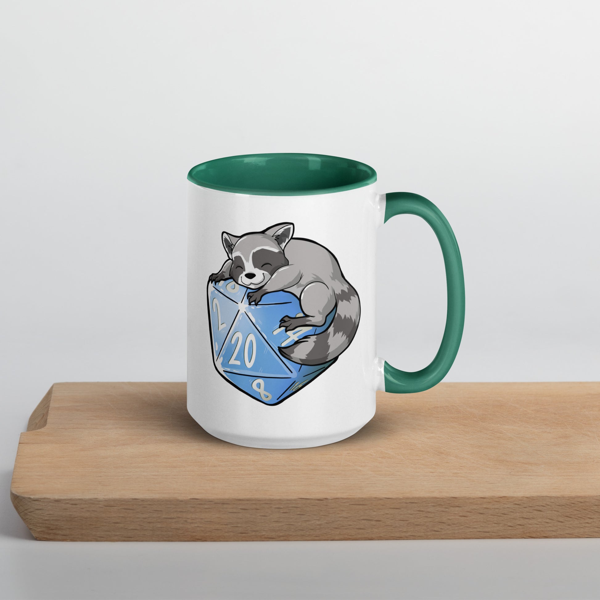 D20 Racoon Mug with Color Inside  Level 1 Gamers