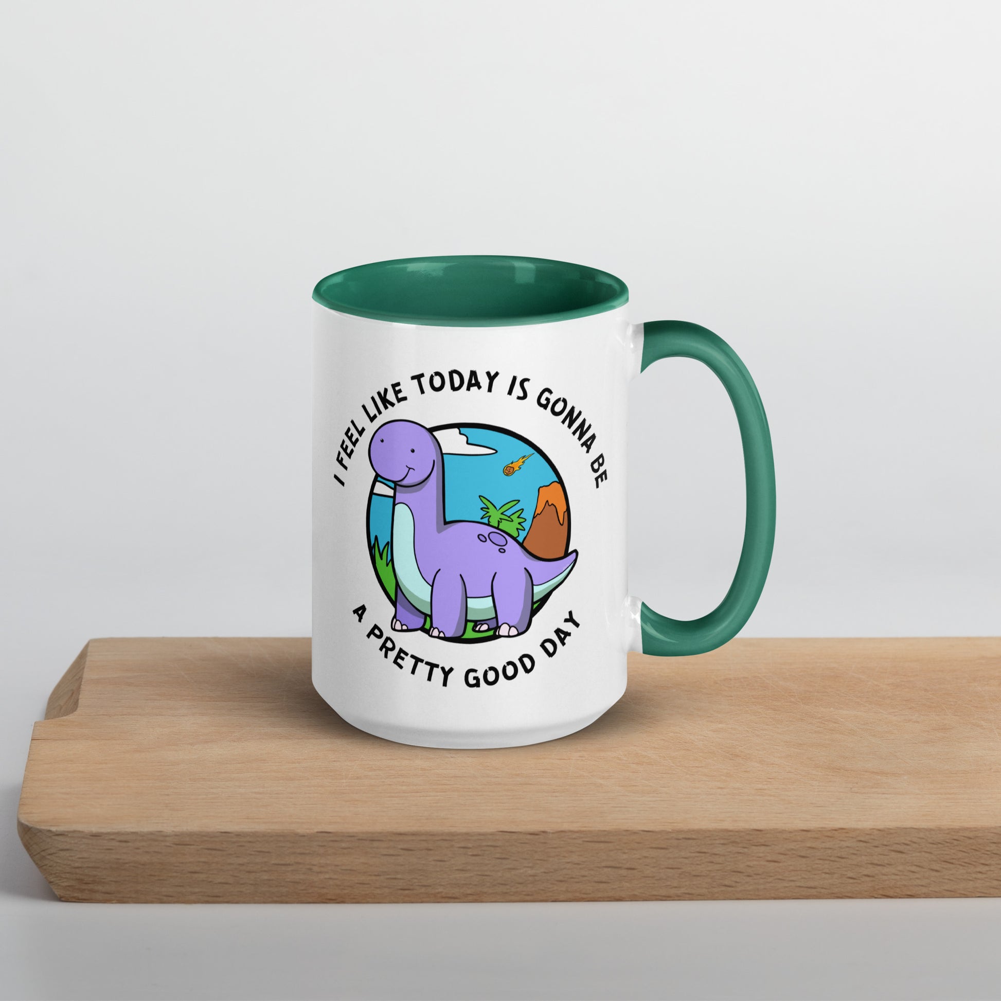 Good Day Dino Mug  Level 1 Gamers Dark green 15 oz