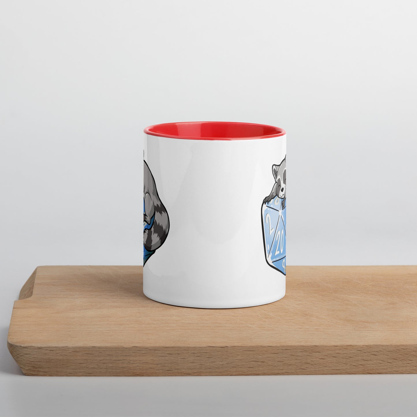 D20 Racoon Mug with Color Inside Level 1 Gamers
