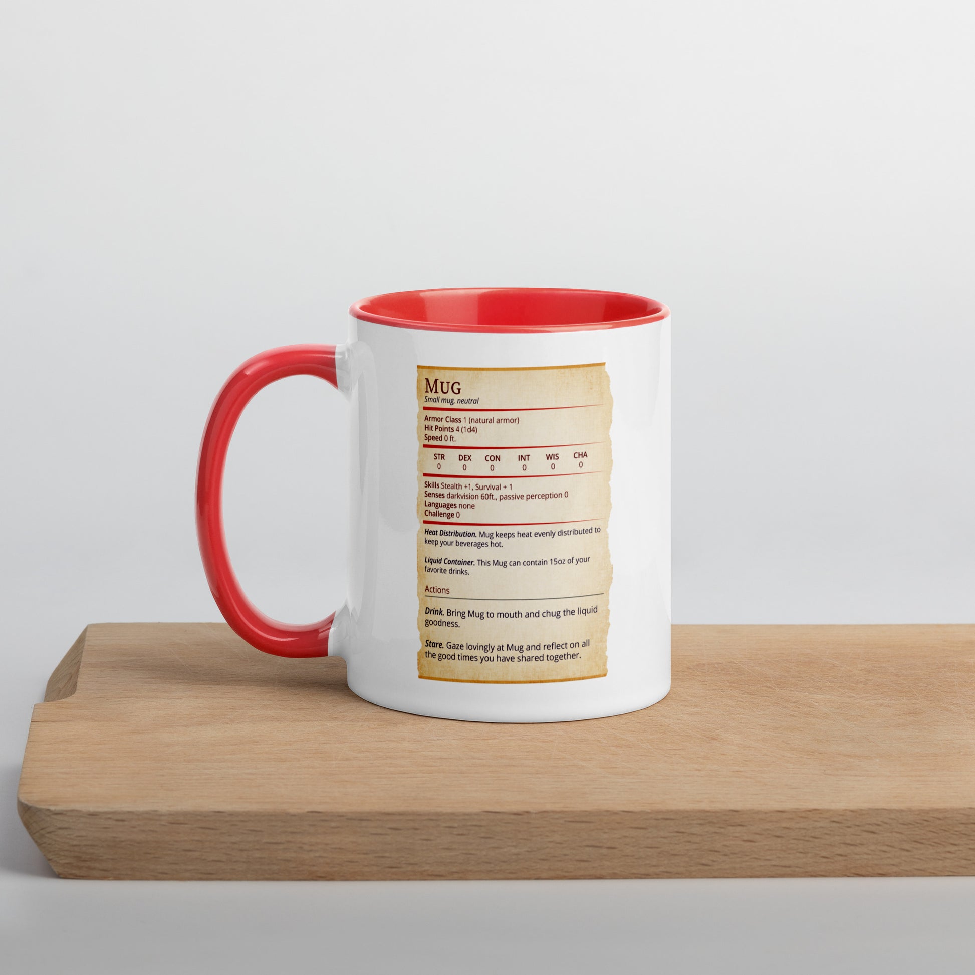 Mug Stat Card with Color Inside  Level 1 Gamers Red 11 oz 