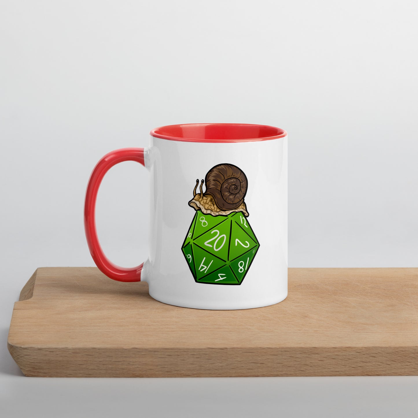 D20 Snail Mug with Color Inside Level 1 Gamers Red 11 oz