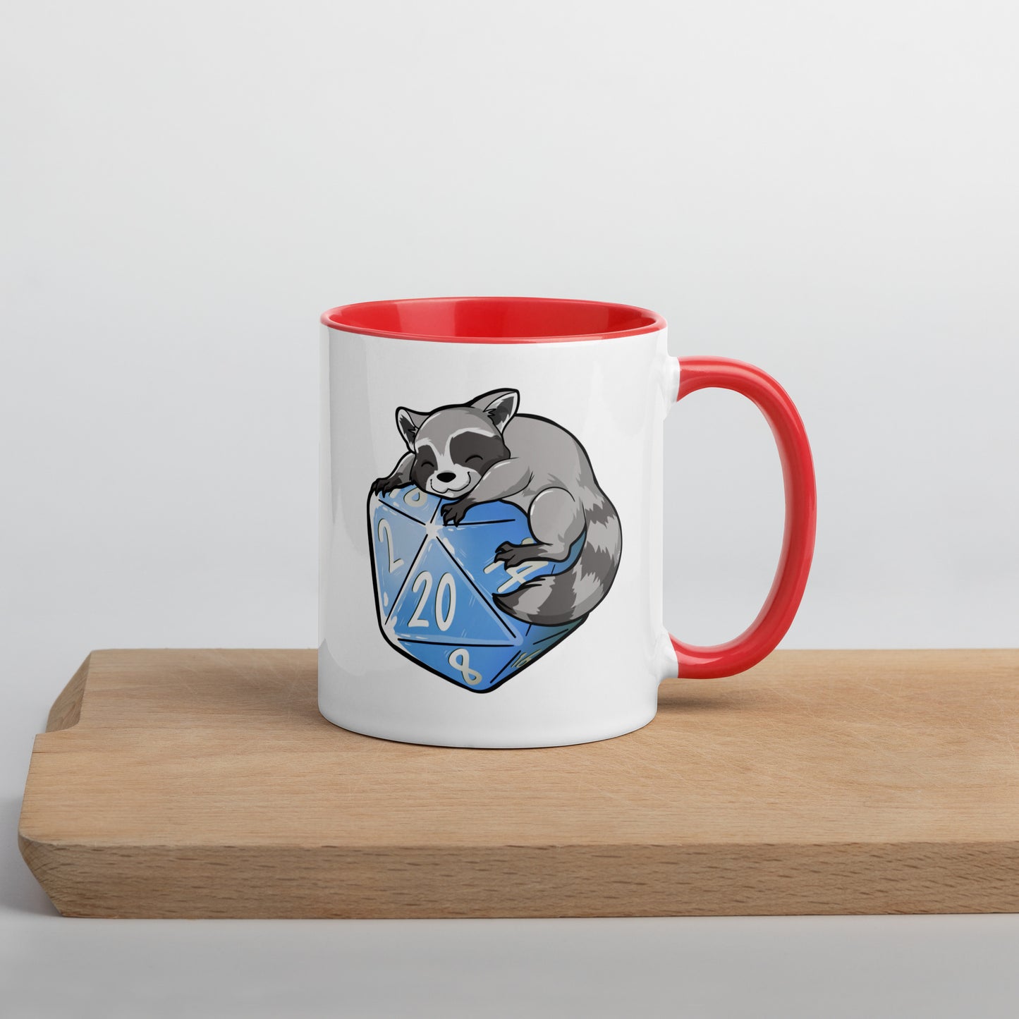D20 Racoon Mug with Color Inside Level 1 Gamers