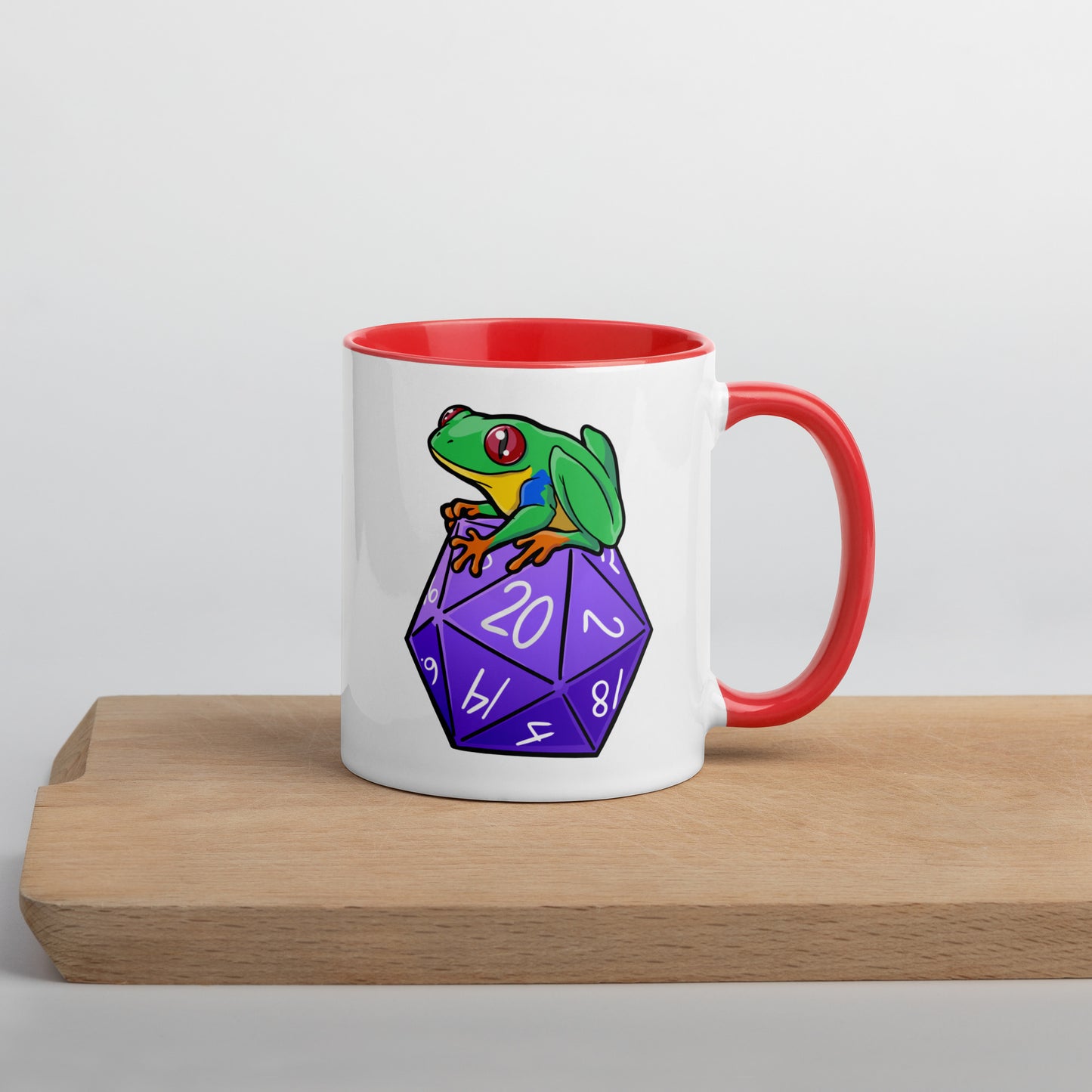 D20 Red-Eyed Tree Frog Mug with Color Inside  Level 1 Gamers