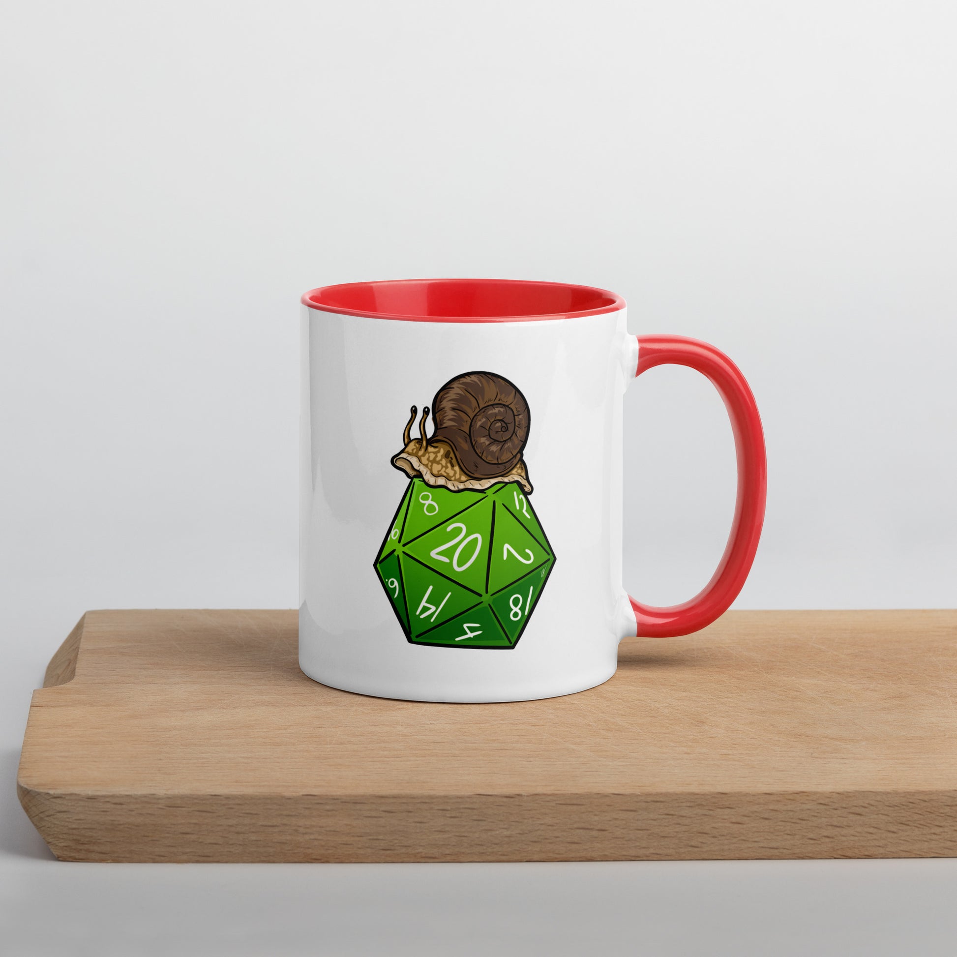 D20 Snail Mug with Color Inside  Level 1 Gamers