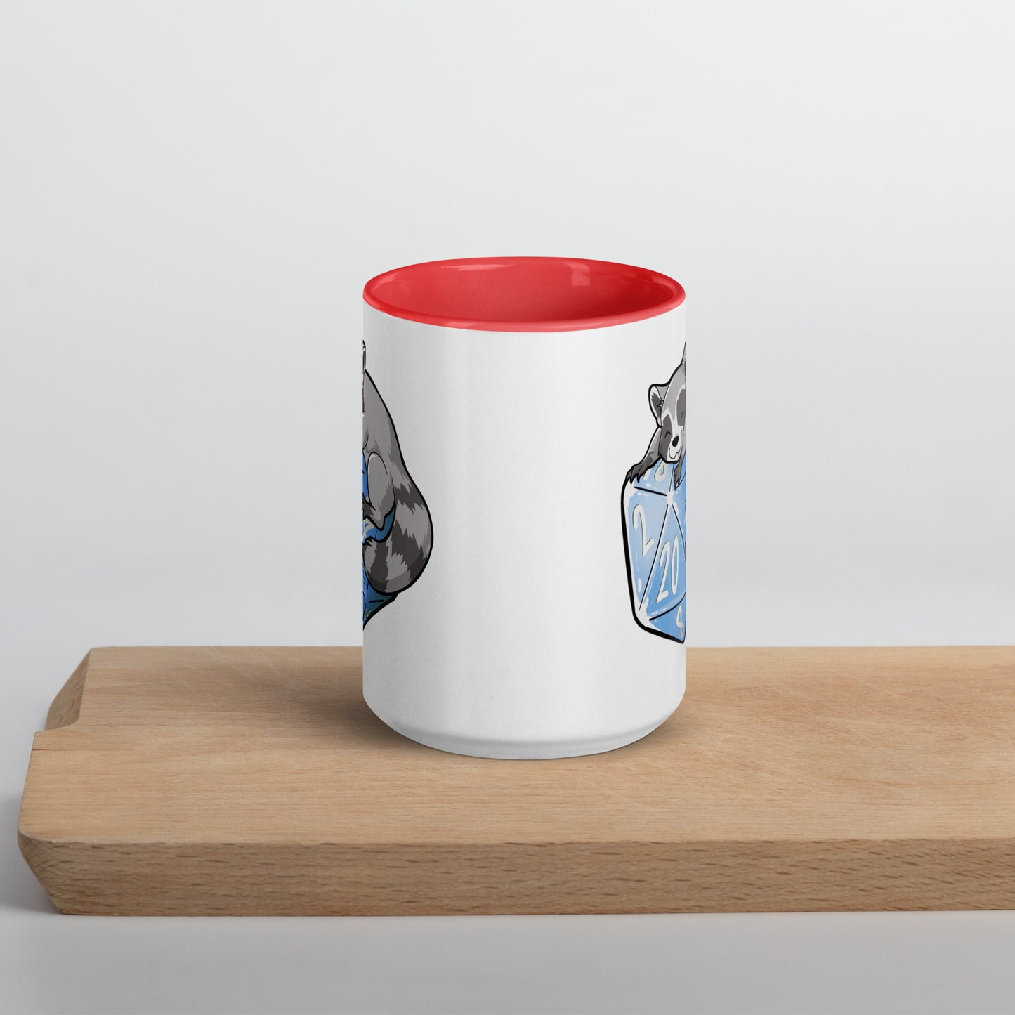 D20 Racoon Mug with Color Inside Level 1 Gamers