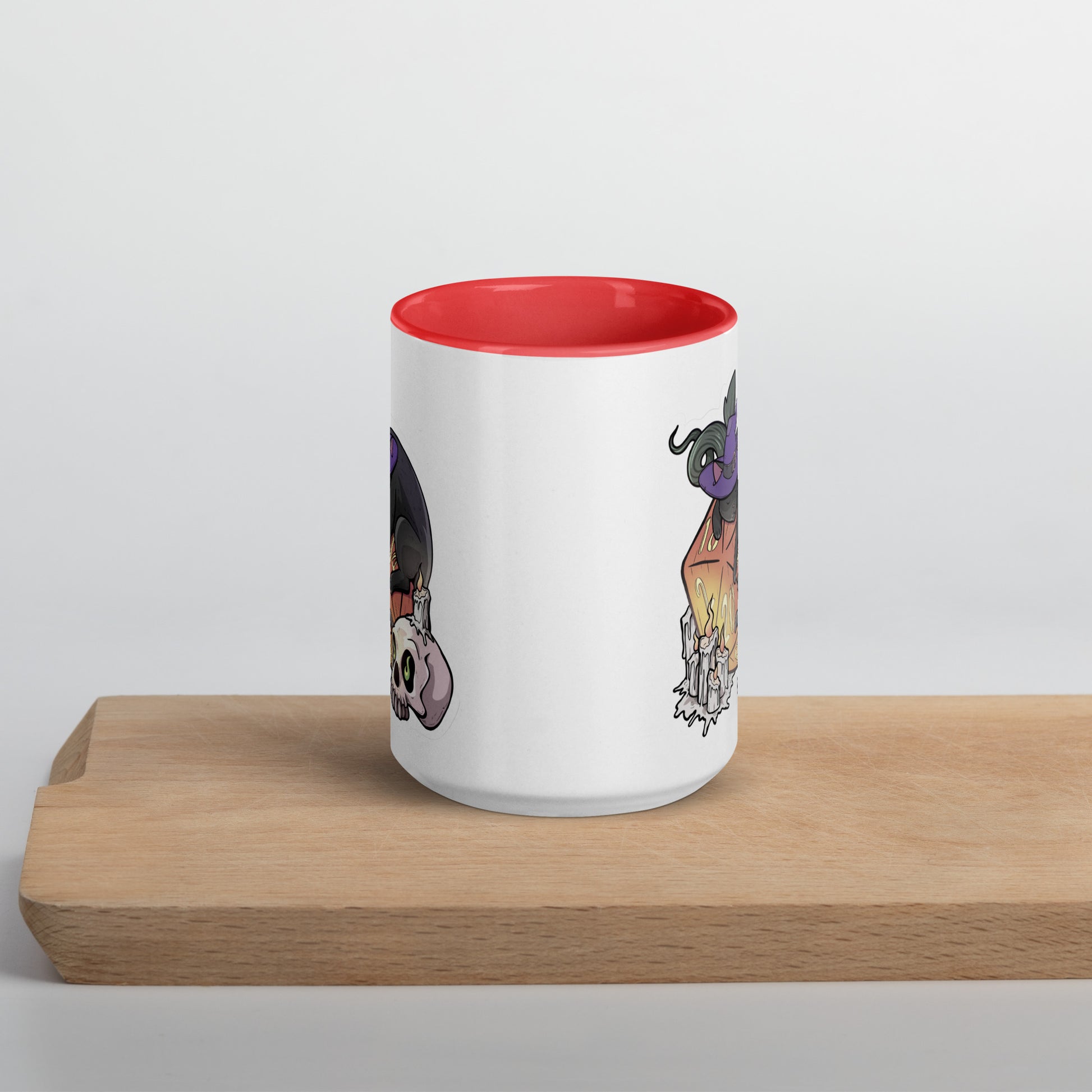 D20 Black Cat Mug with Color Inside  Level 1 Gamers