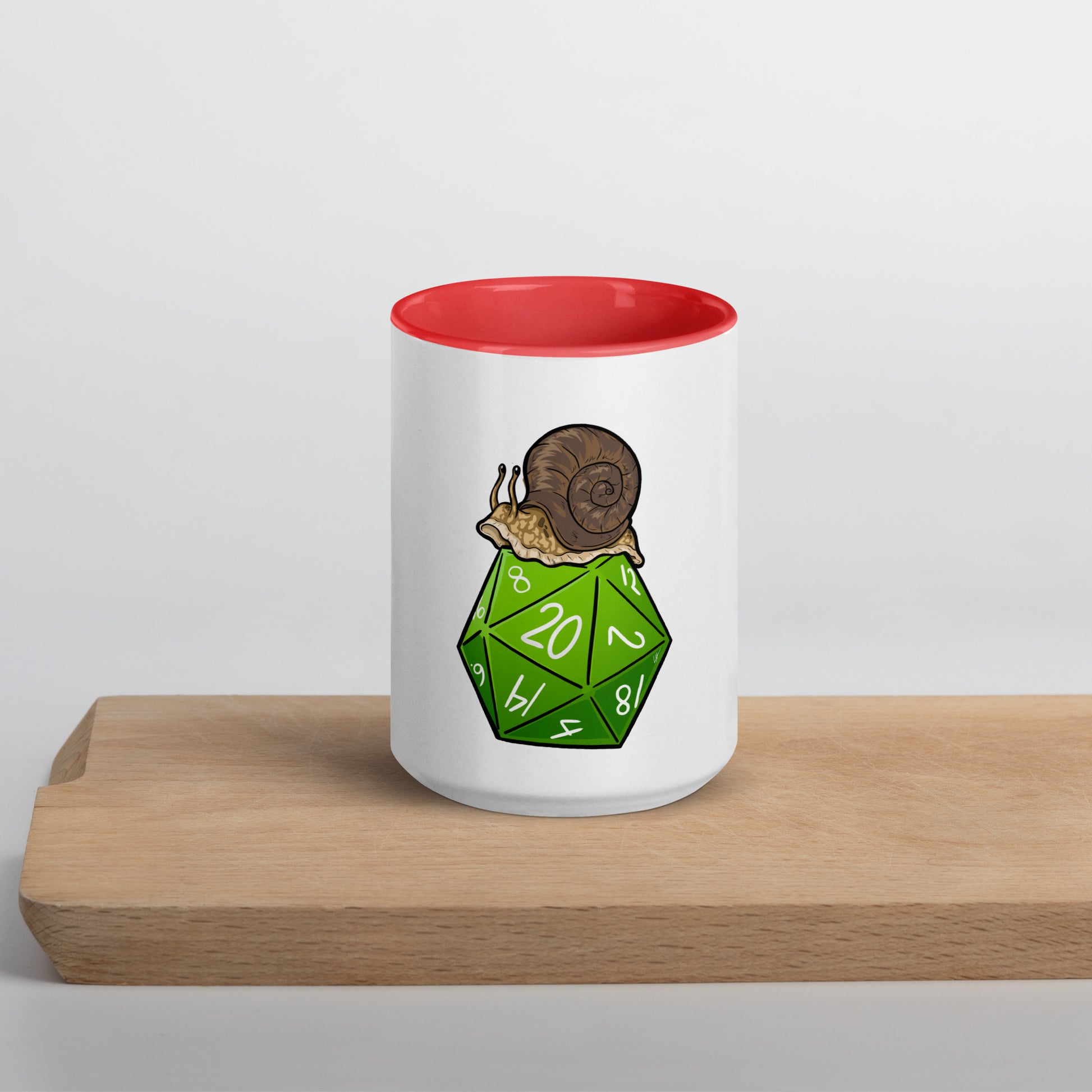 D20 Snail Mug with Color Inside  Level 1 Gamers