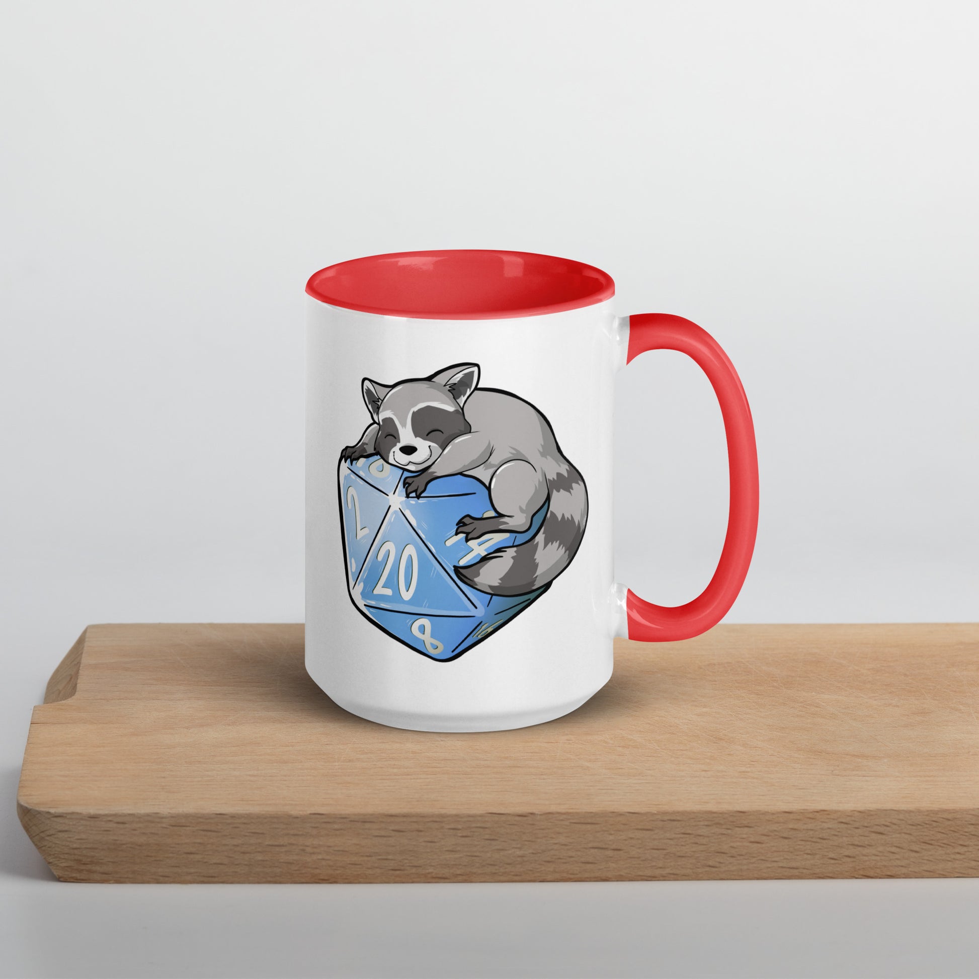 D20 Racoon Mug with Color Inside  Level 1 Gamers