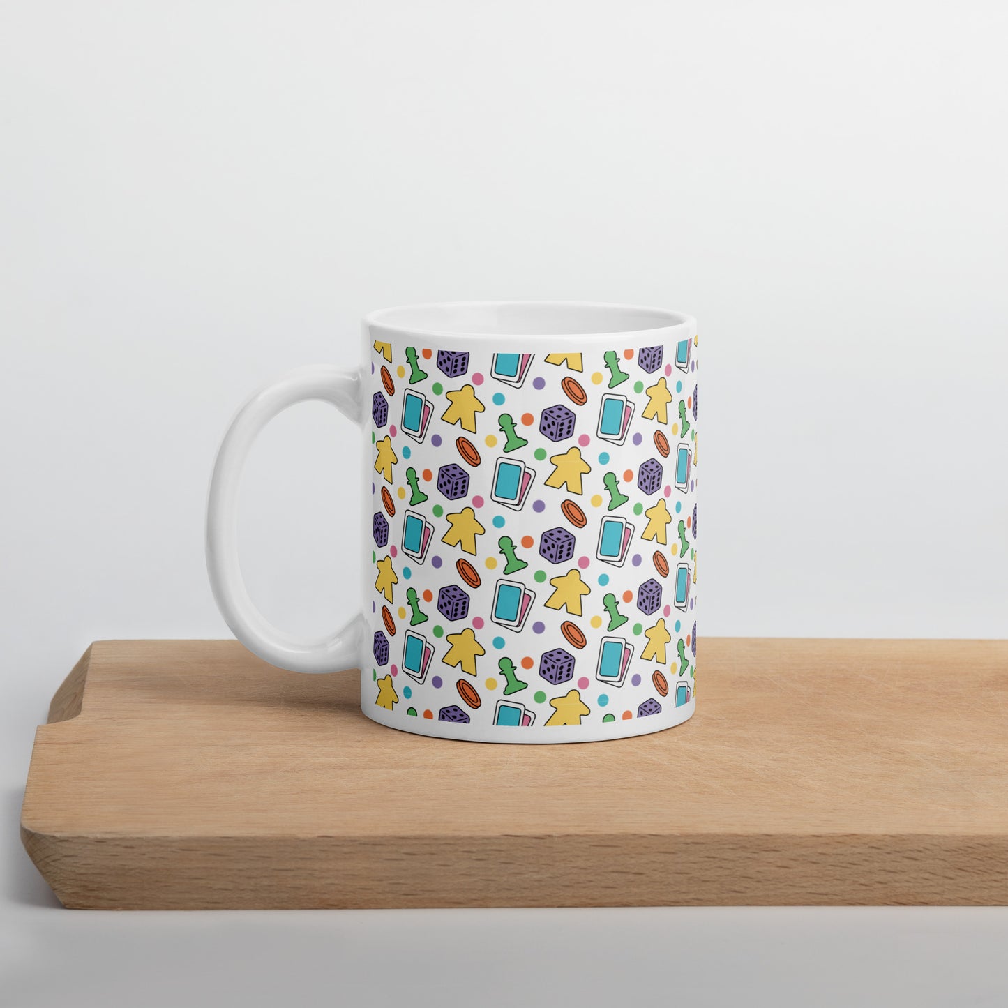 Board Game Pattern White glossy mug Level 1 Gamers