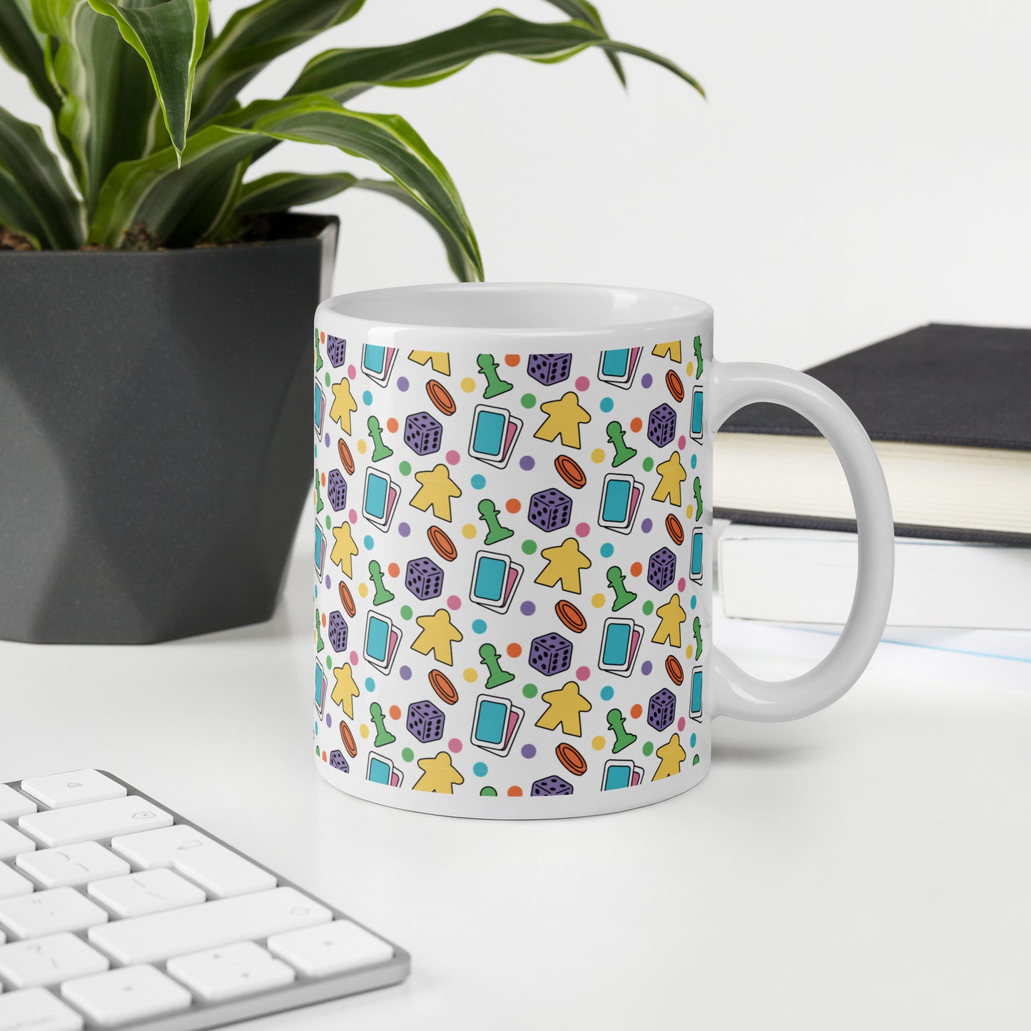 Board Game Pattern White glossy mug Level 1 Gamers