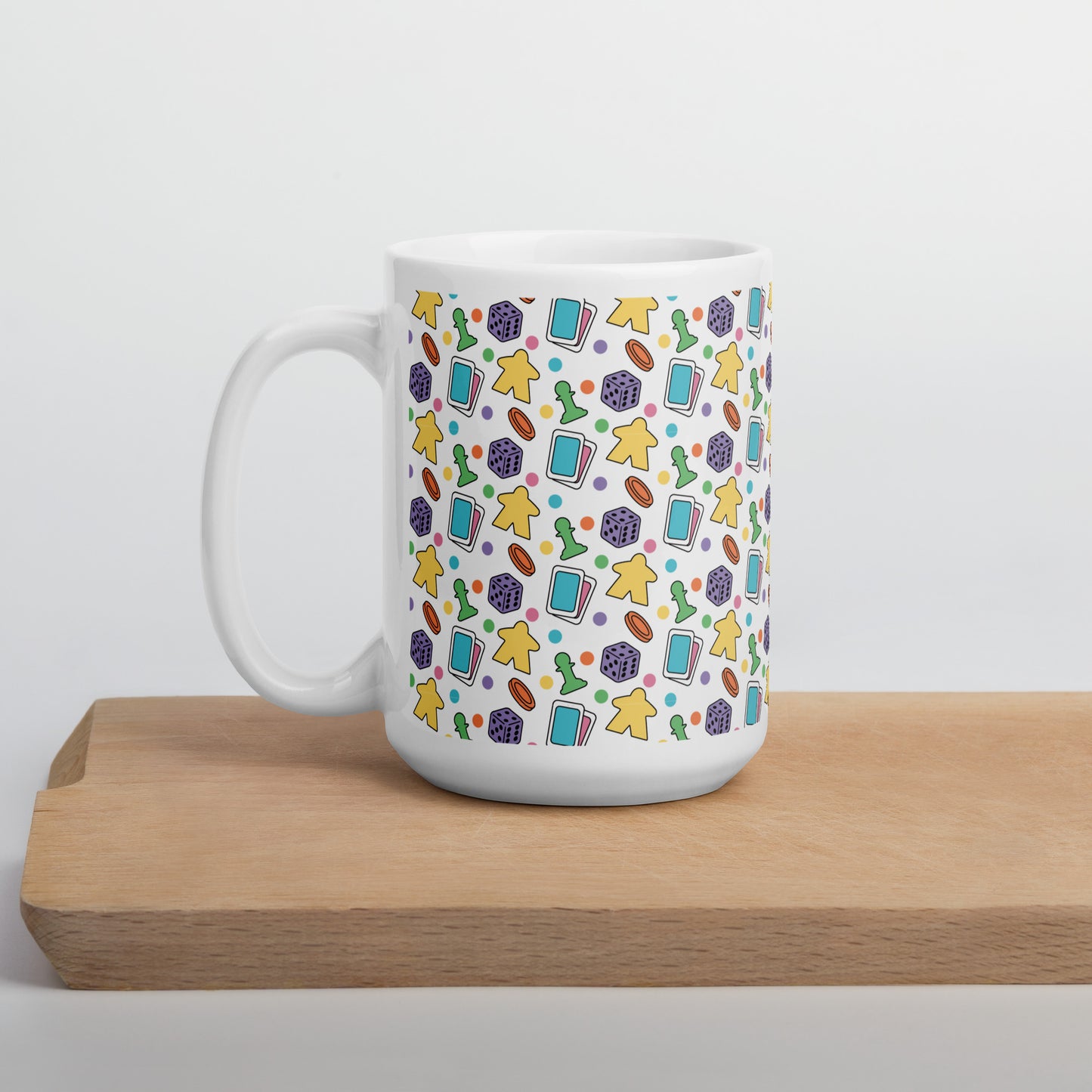 Board Game Pattern White glossy mug Level 1 Gamers