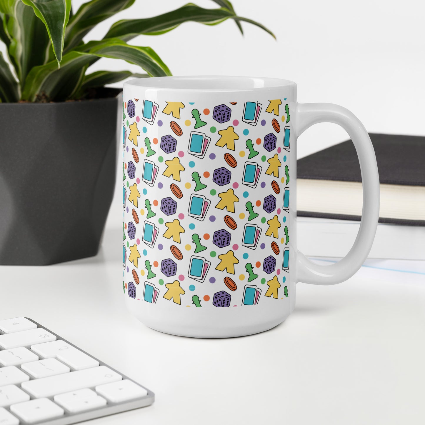 Board Game Pattern White glossy mug Level 1 Gamers