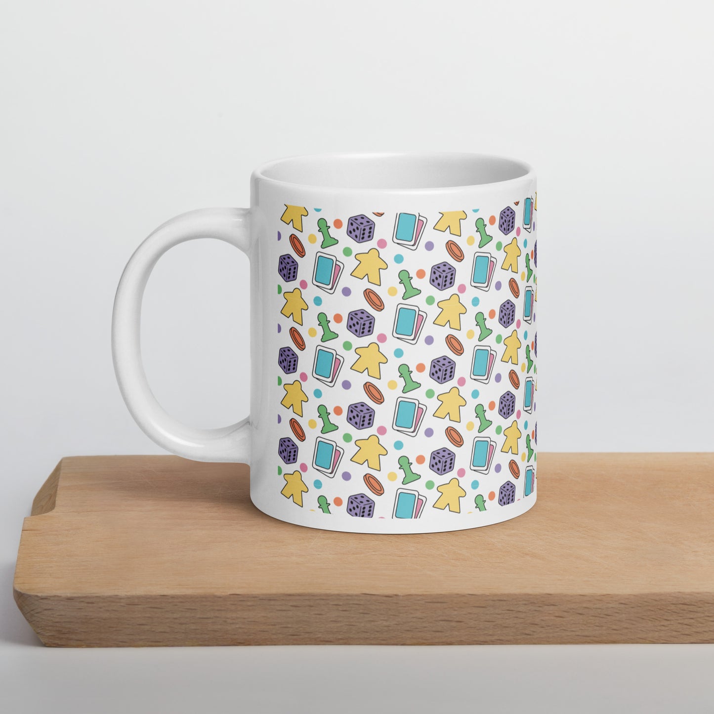 Board Game Pattern White glossy mug Level 1 Gamers 20oz