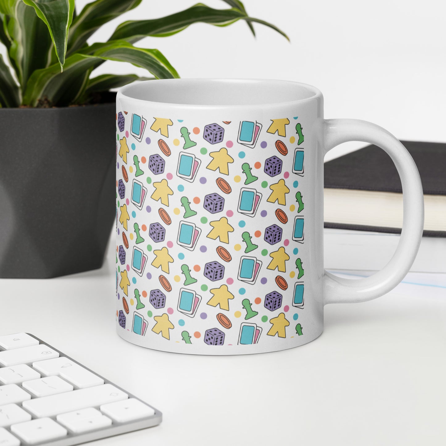 Board Game Pattern White glossy mug Level 1 Gamers