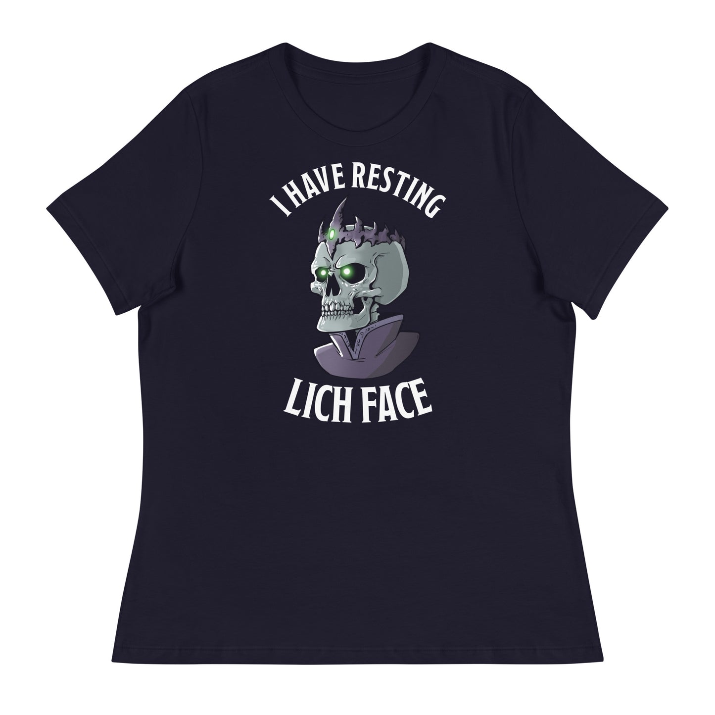 Resting Lich Face Women's Relaxed T-Shirt Level 1 Gamers Navy S