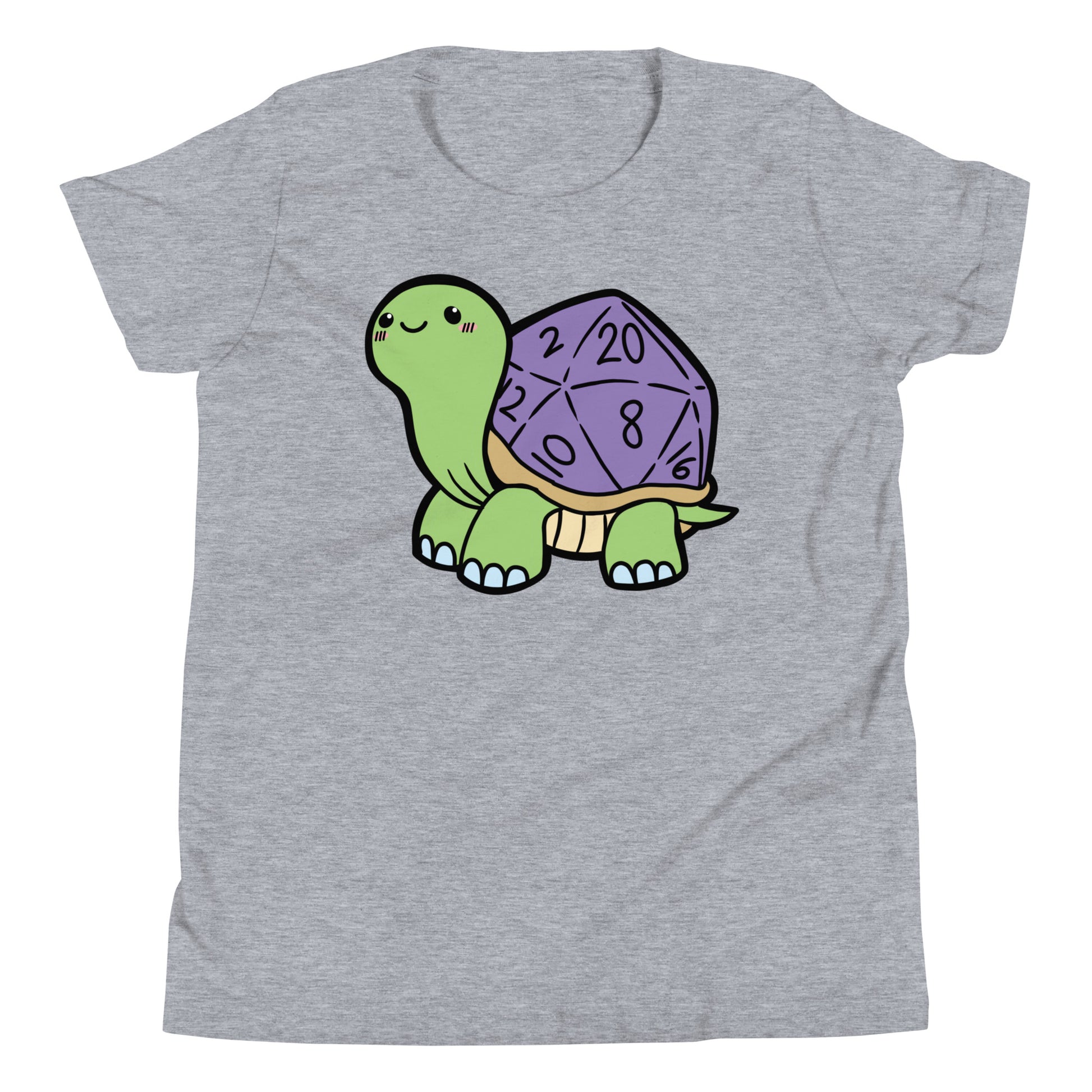 D20 Dice Turtle Youth Short Sleeve T-Shirt  Level 1 Gamers Athletic Heather S