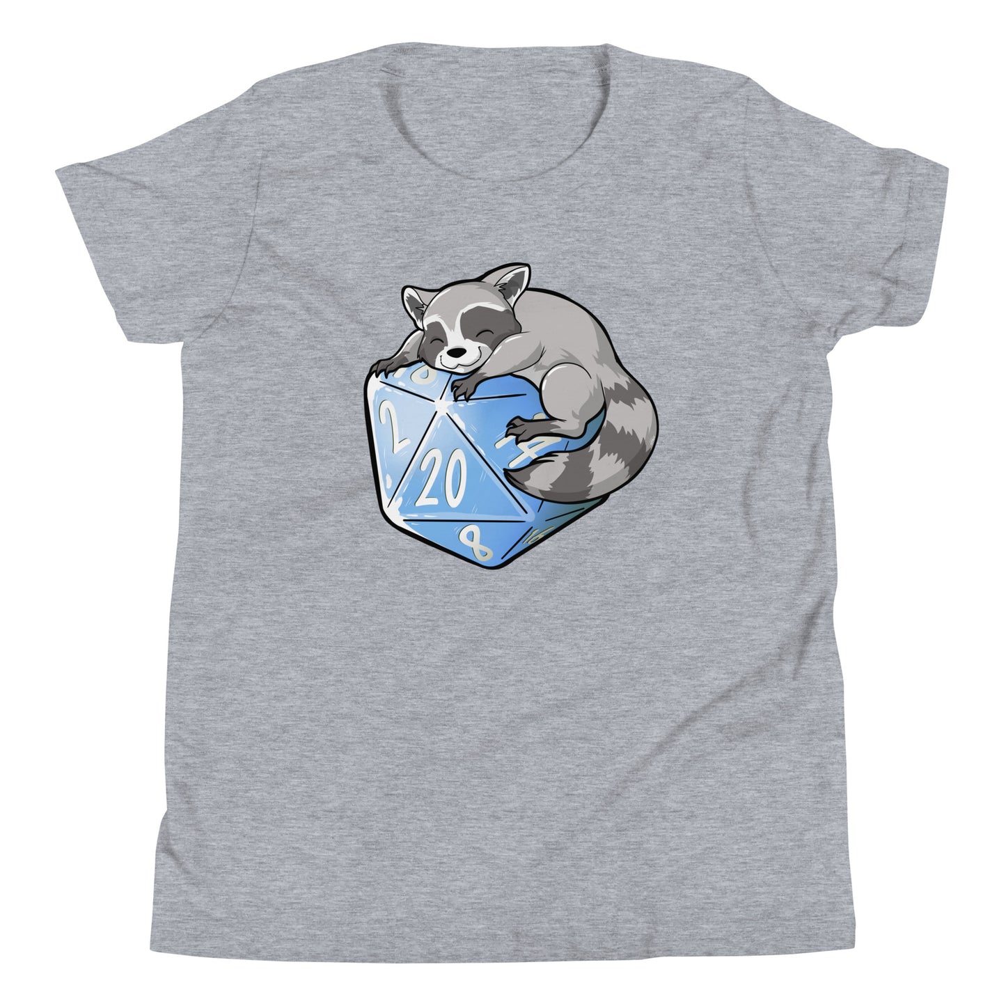 D20 Trash Panda Raccoon Youth Short Sleeve T-Shirt Level 1 Gamers Athletic Heather S