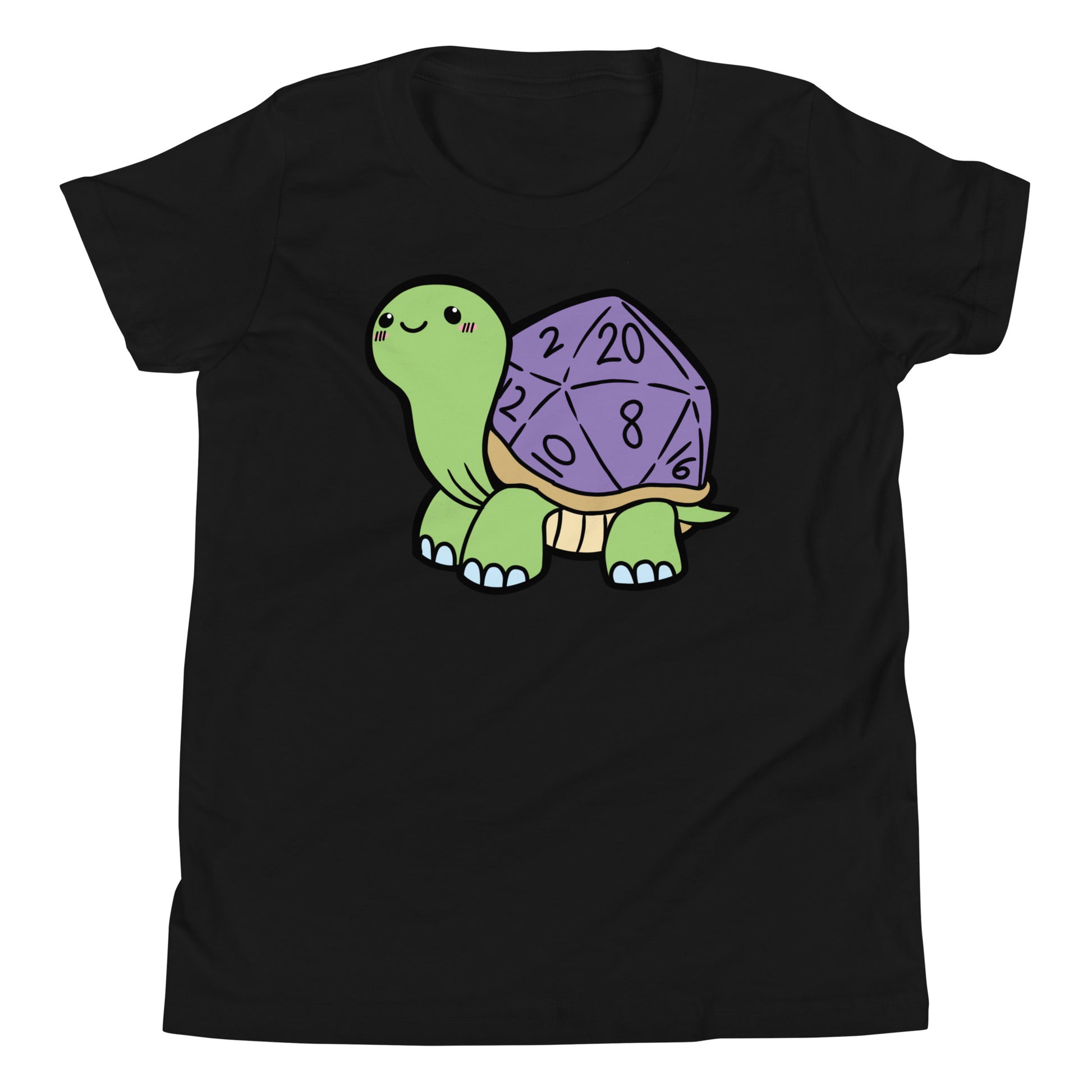 D20 Dice Turtle Youth Short Sleeve T-Shirt  Level 1 Gamers Black S