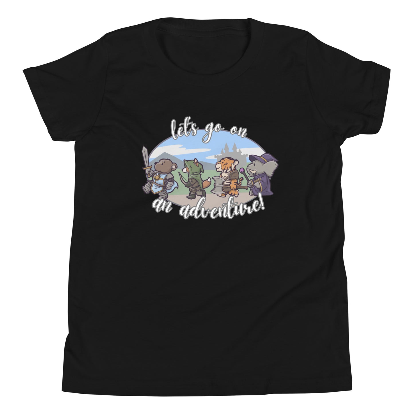 Let's Go On an Adventure Youth Short Sleeve T-Shirt Level 1 Gamers Black S