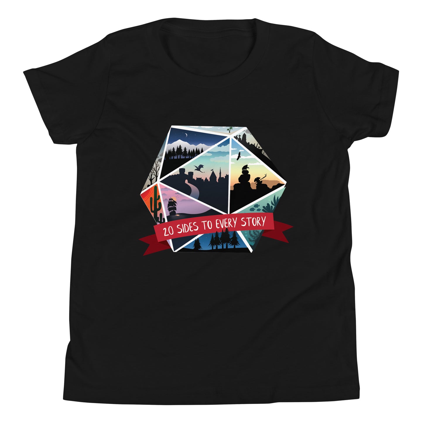 20 Sides to Every Story Youth Short Sleeve T-Shirt Level 1 Gamers Black S