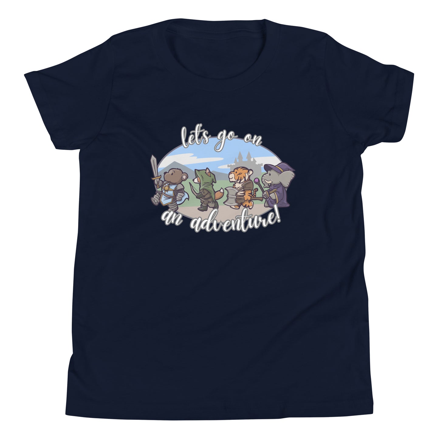 Let's Go On an Adventure Youth Short Sleeve T-Shirt Level 1 Gamers Navy S