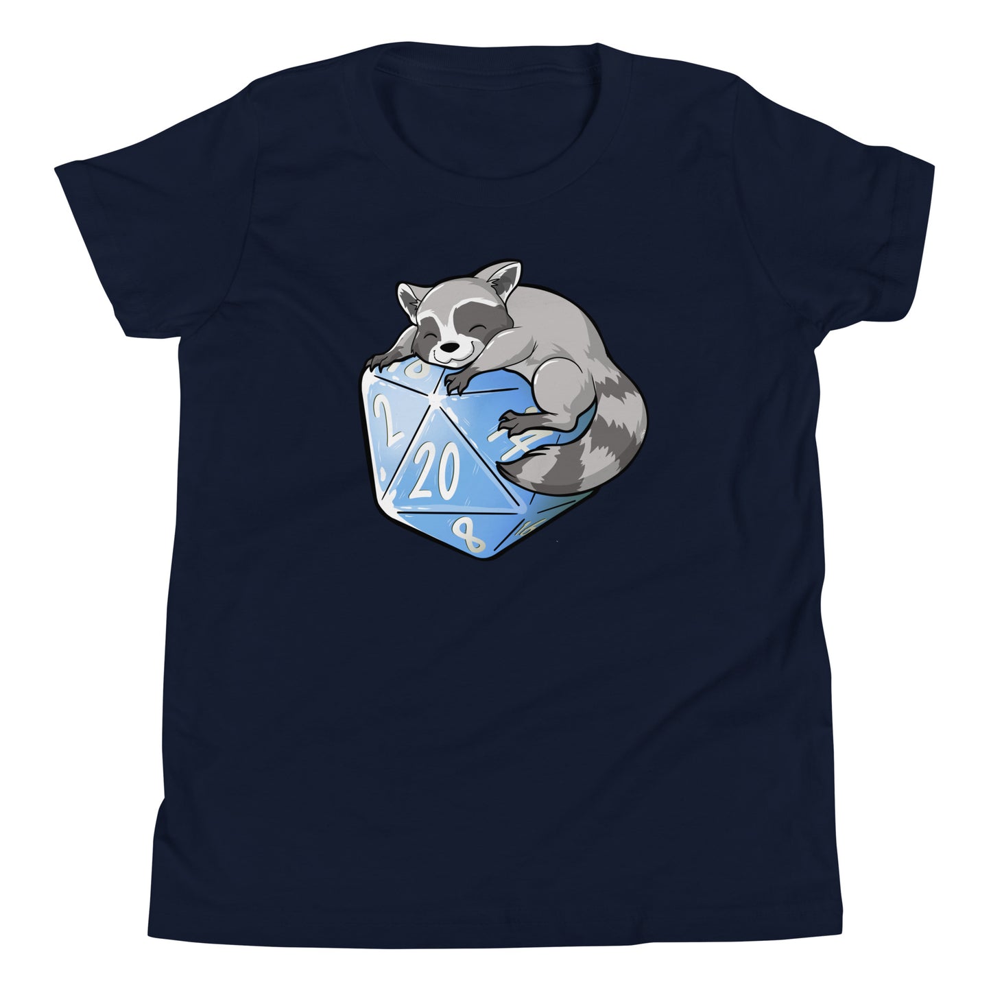 D20 Trash Panda Raccoon Youth Short Sleeve T-Shirt Level 1 Gamers Navy S