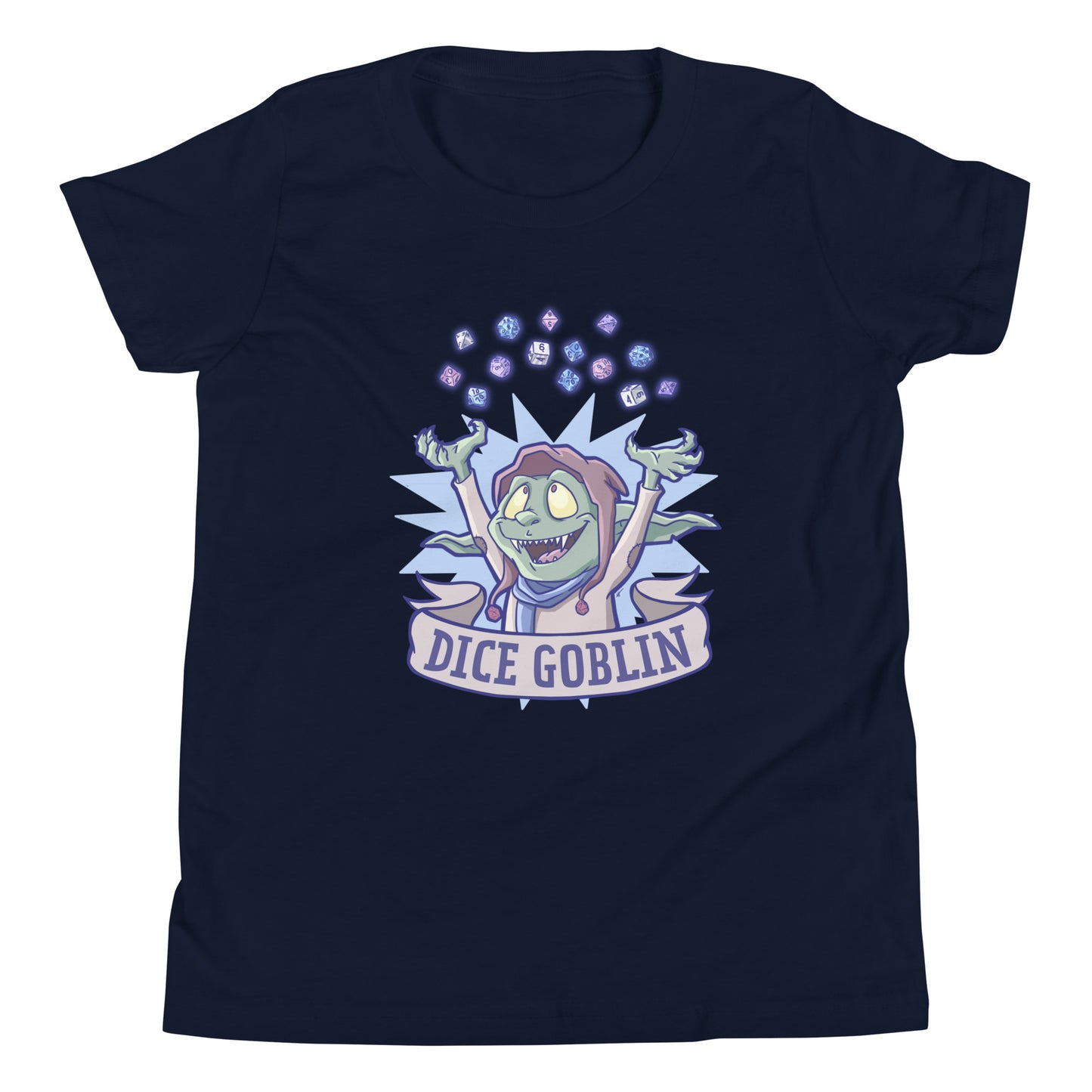 Dice Goblin Youth Short Sleeve T-Shirt Level 1 Gamers Navy S
