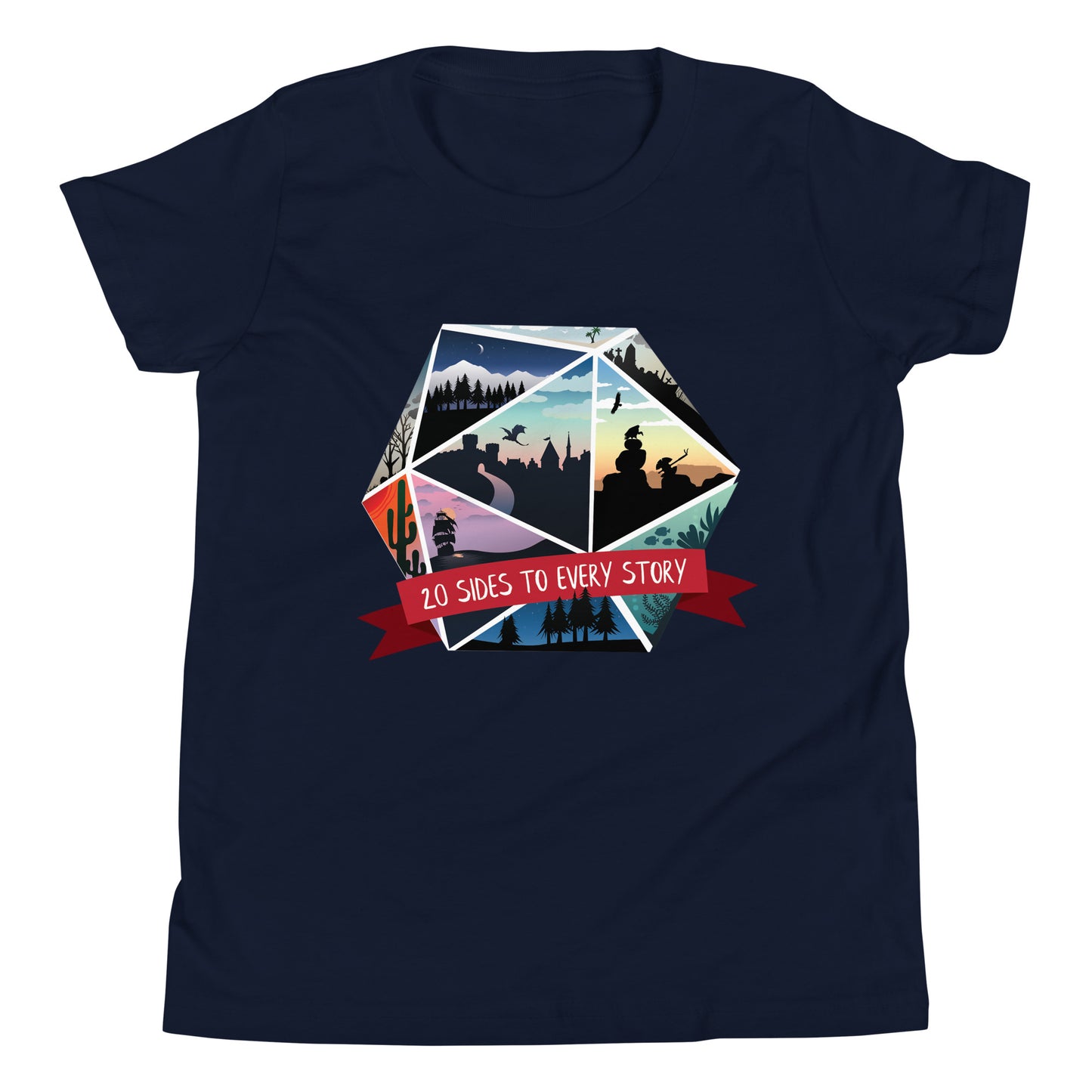 20 Sides to Every Story Youth Short Sleeve T-Shirt Level 1 Gamers Navy S