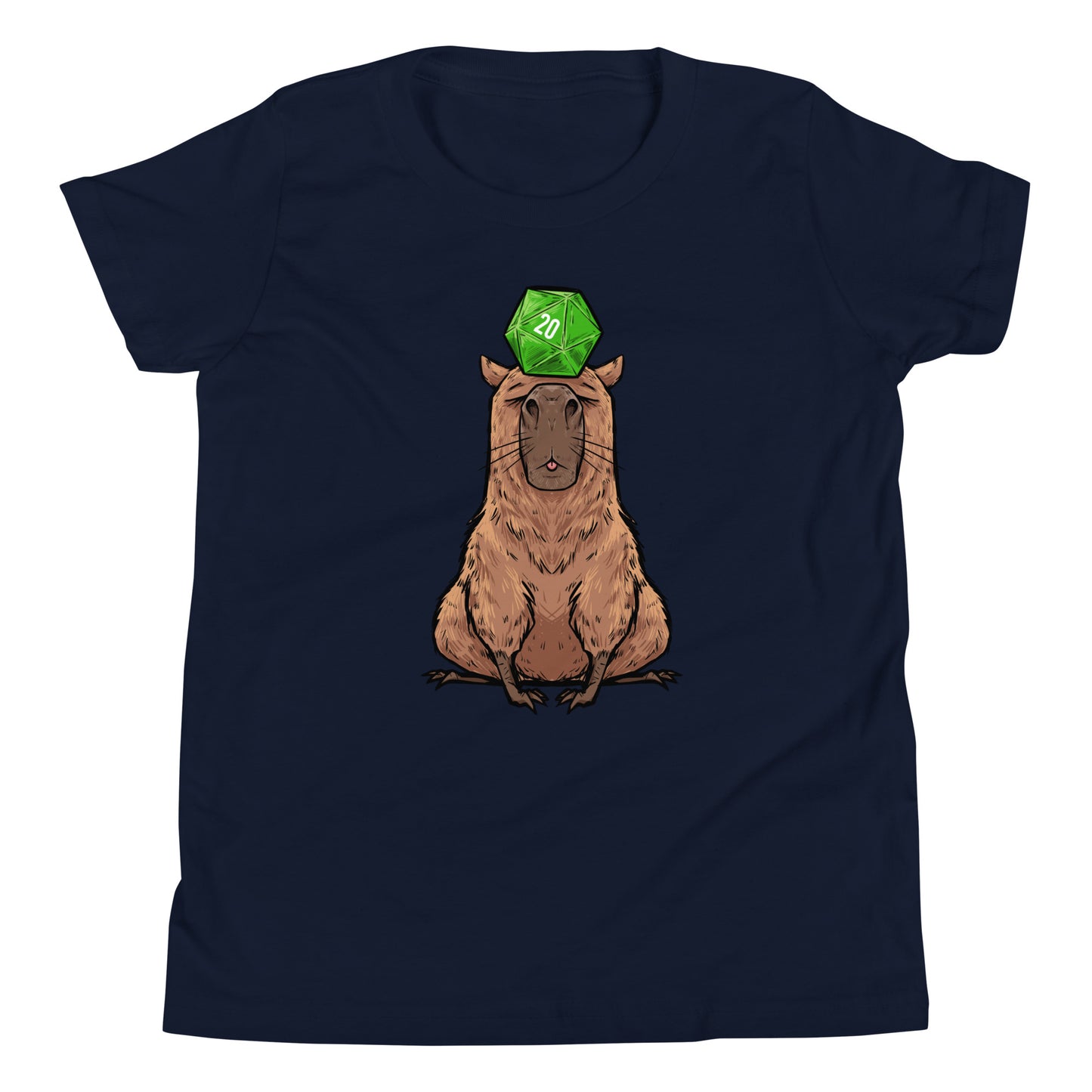 D20 Capybara Youth Short Sleeve T-Shirt Level 1 Gamers Navy S