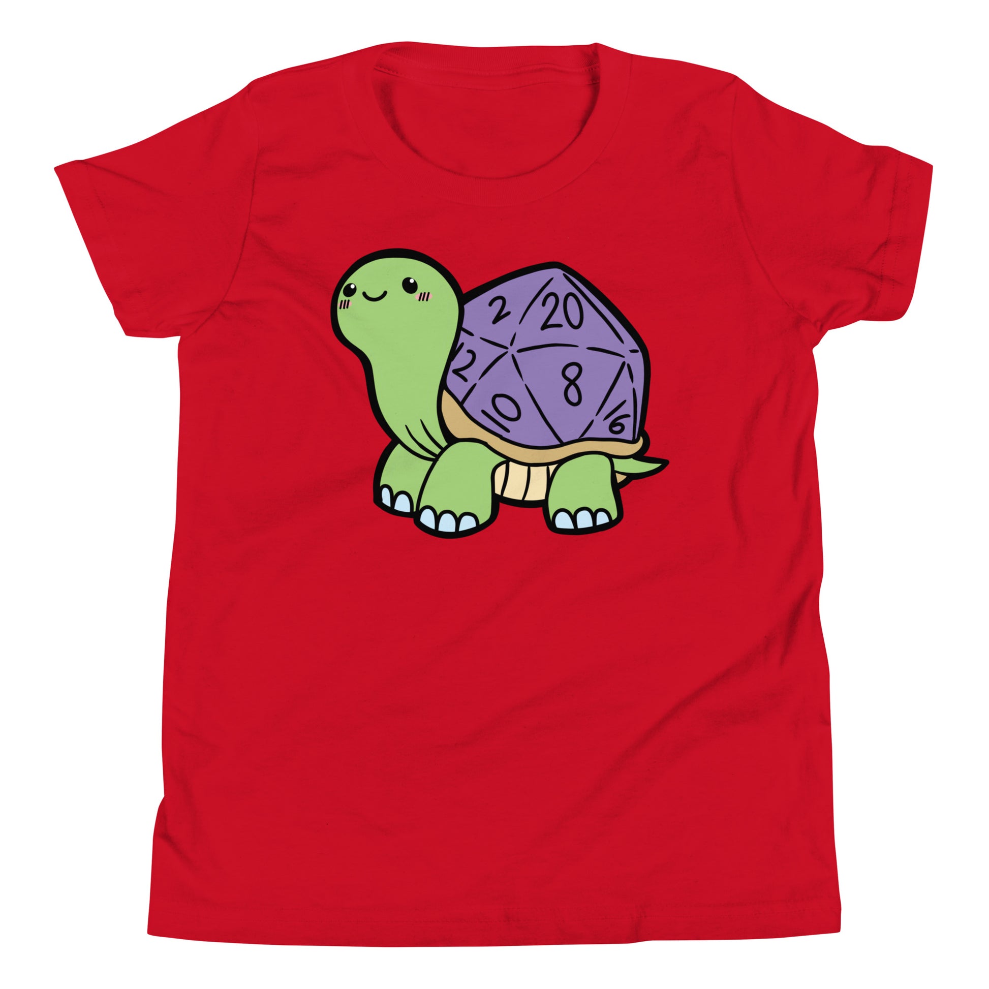 D20 Dice Turtle Youth Short Sleeve T-Shirt  Level 1 Gamers Red S