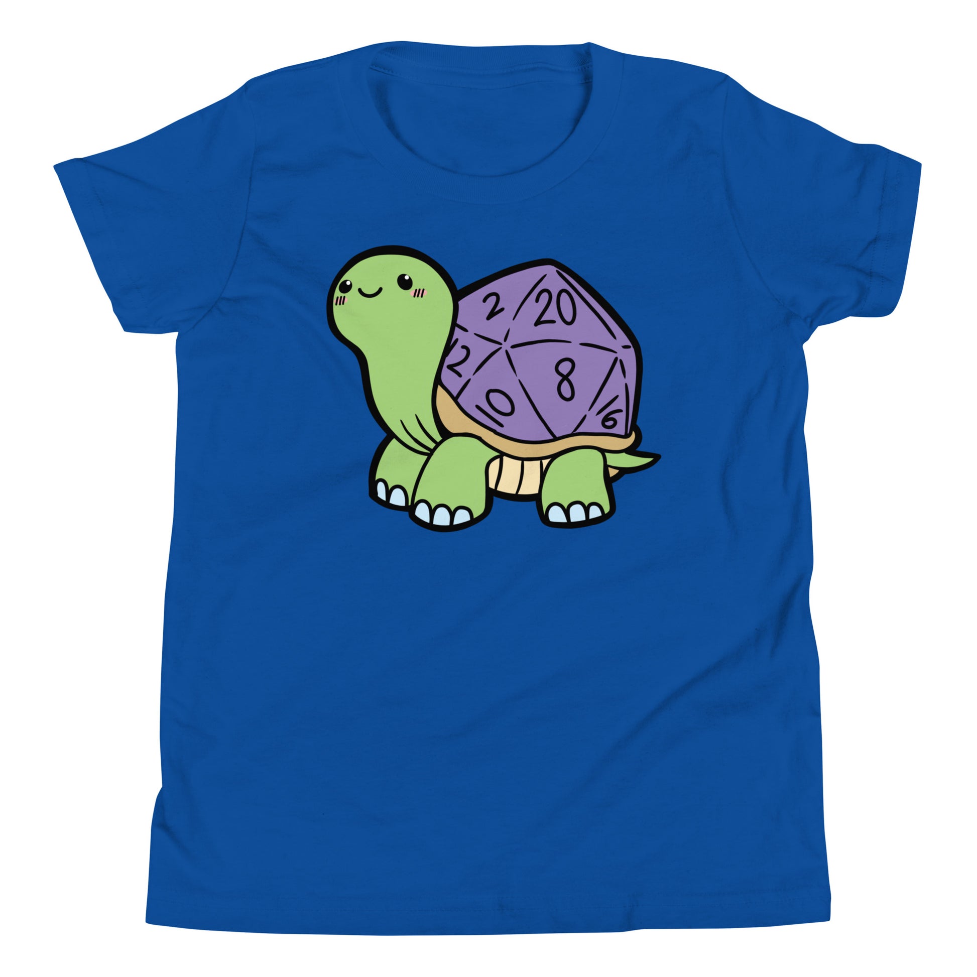 D20 Dice Turtle Youth Short Sleeve T-Shirt  Level 1 Gamers True Royal S