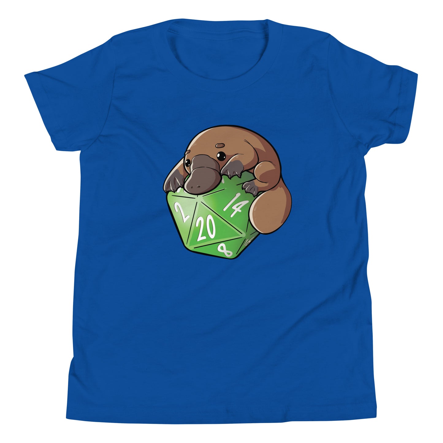 D20 Platypus Youth Short Sleeve T-Shirt Level 1 Gamers True Royal S