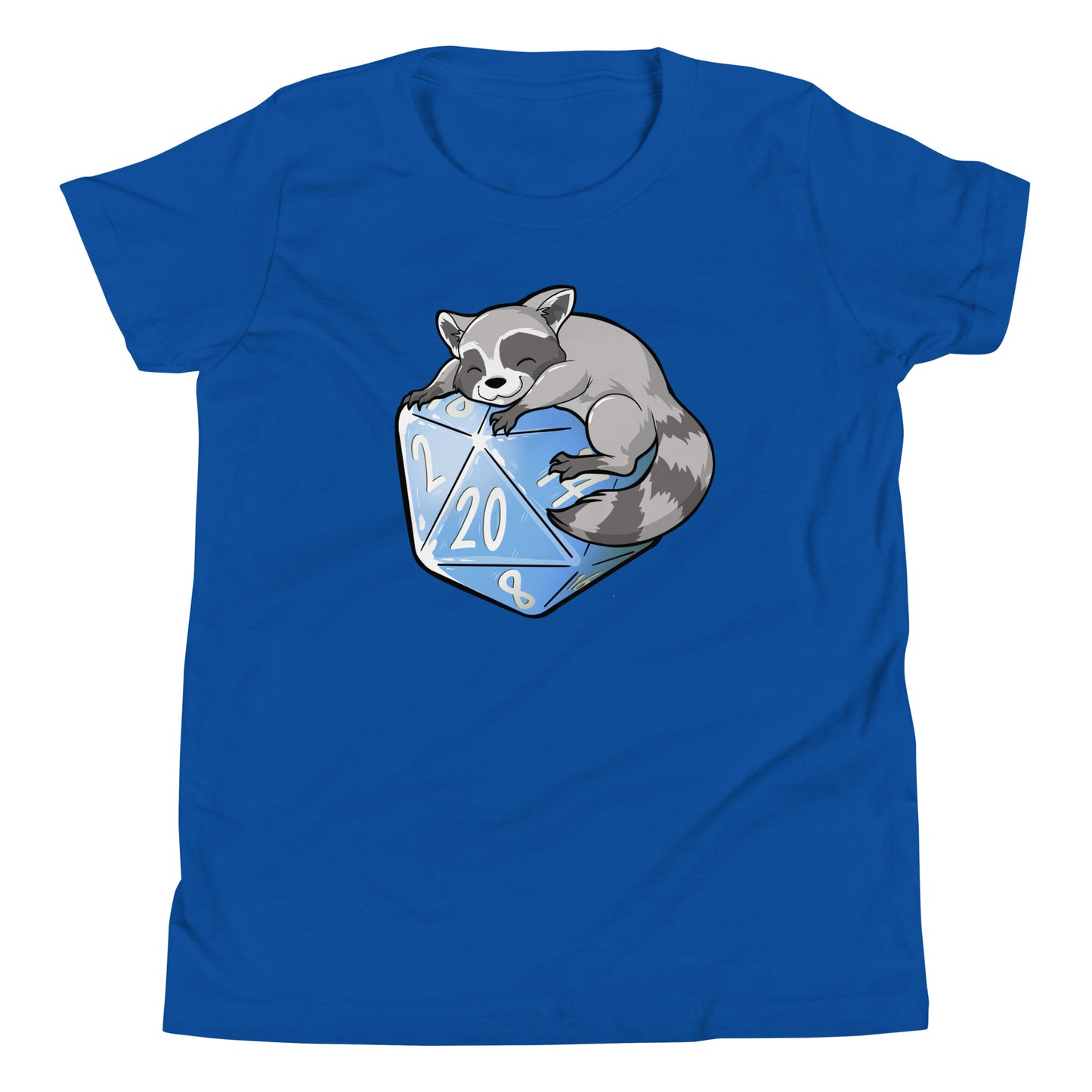 D20 Trash Panda Raccoon Youth Short Sleeve T-Shirt Level 1 Gamers True Royal S