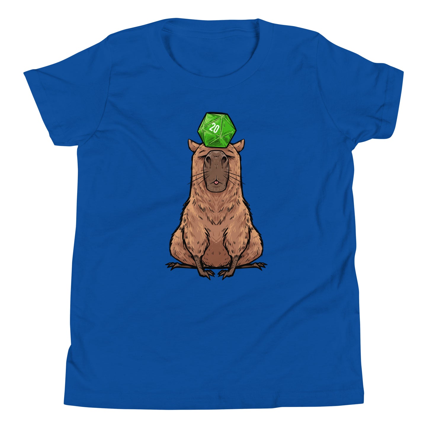 D20 Capybara Youth Short Sleeve T-Shirt Level 1 Gamers True Royal S