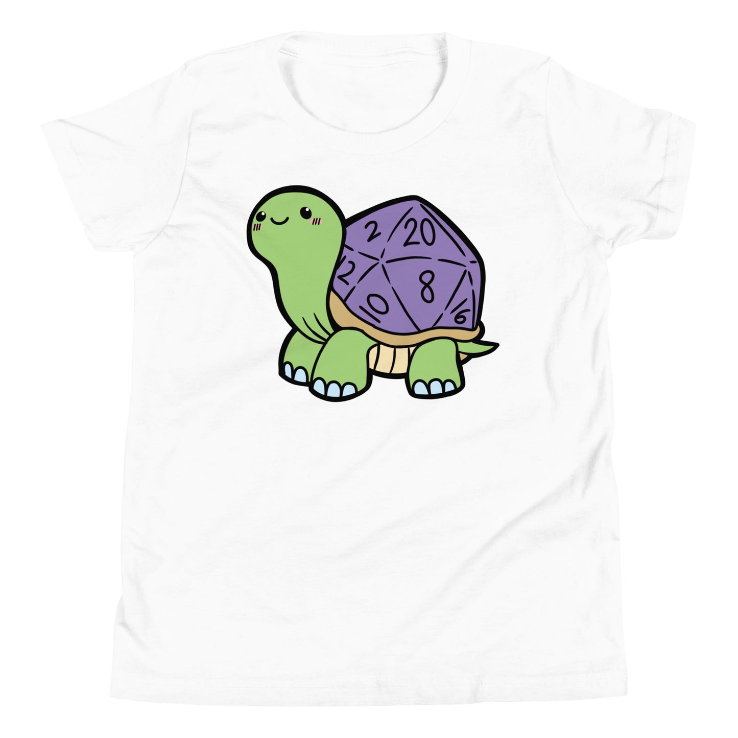 D20 Dice Turtle Youth Short Sleeve T-Shirt Level 1 Gamers White S